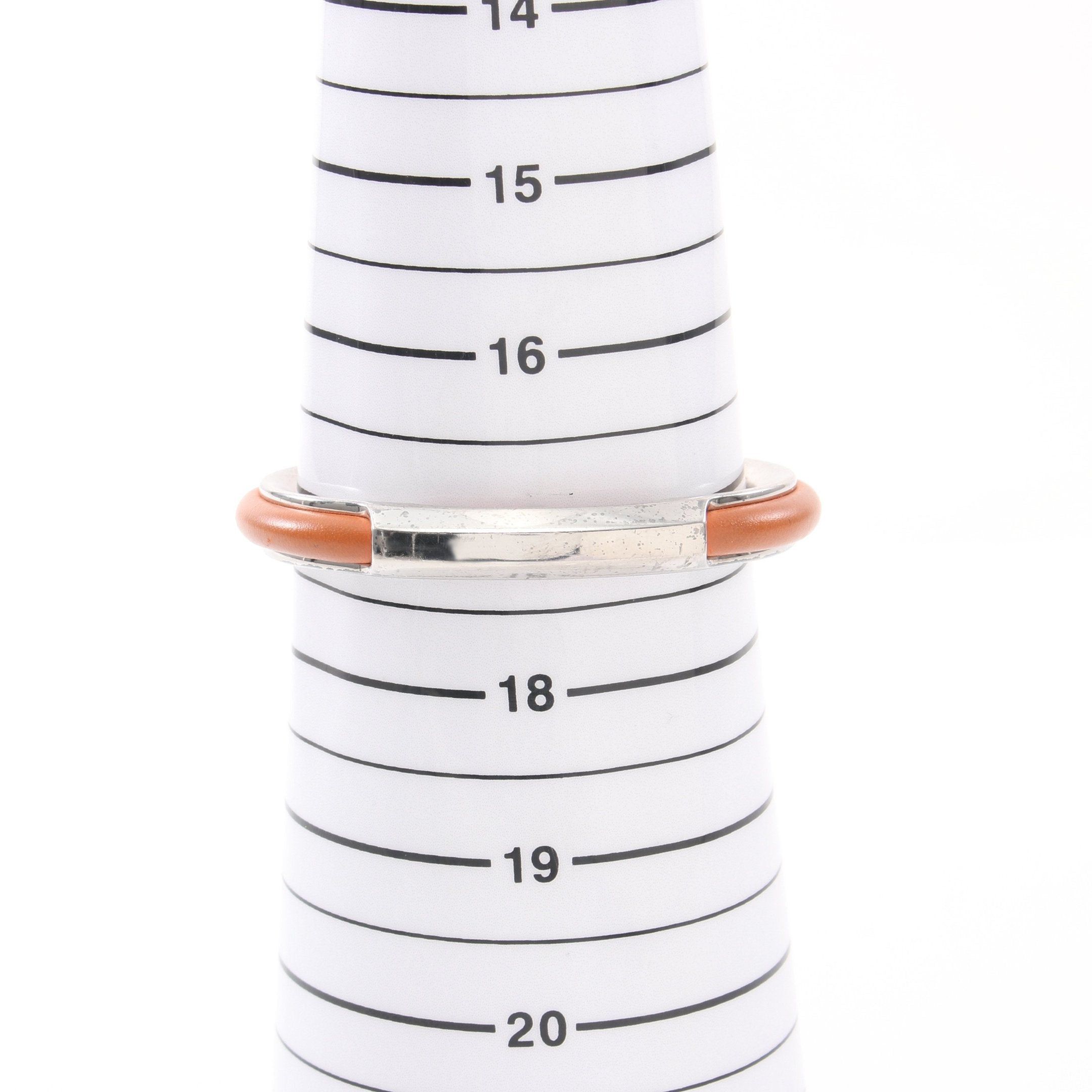 Hermes Hermes Bangle Leather Silver Light Brown Size ONE SIZE - 4 Thumbnail