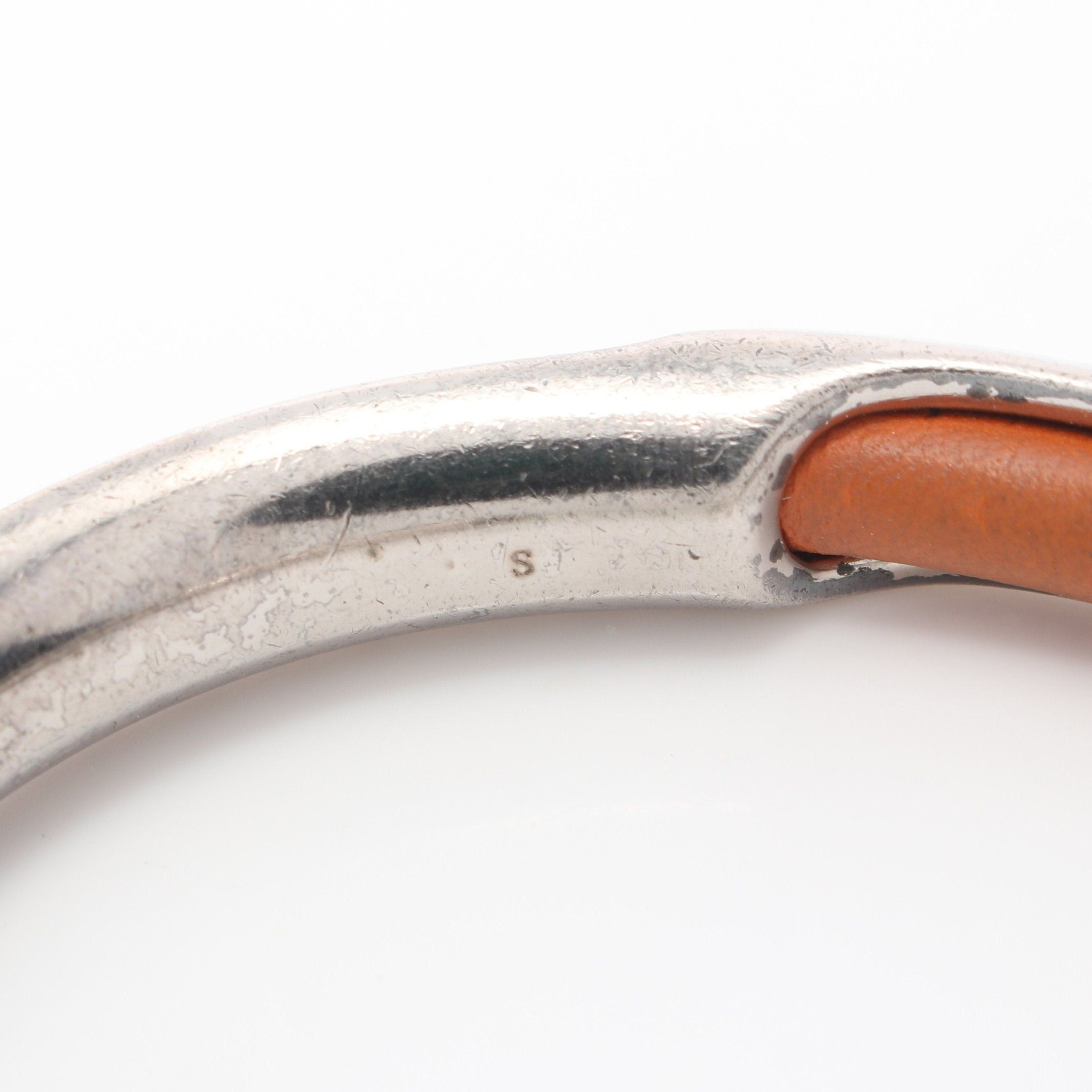 Hermes Hermes Bangle Leather Silver Light Brown Size ONE SIZE - 5 Thumbnail