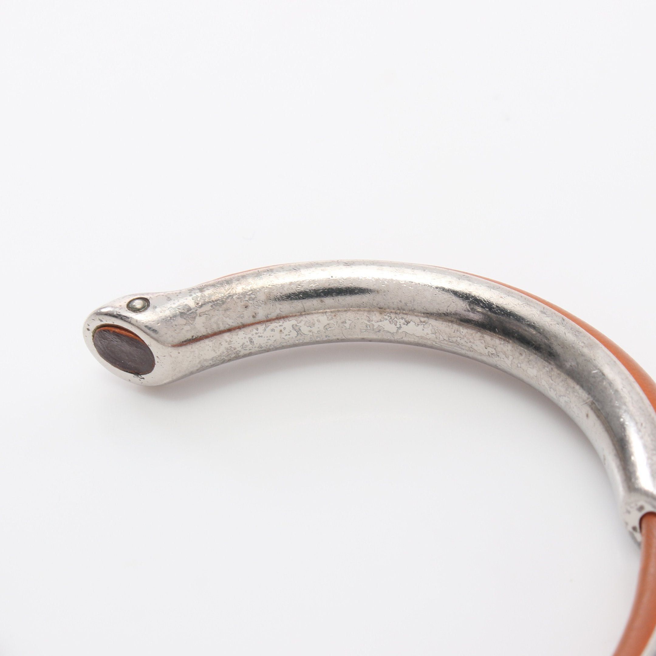 Hermes Hermes Bangle Leather Silver Light Brown Size ONE SIZE - 6 Thumbnail