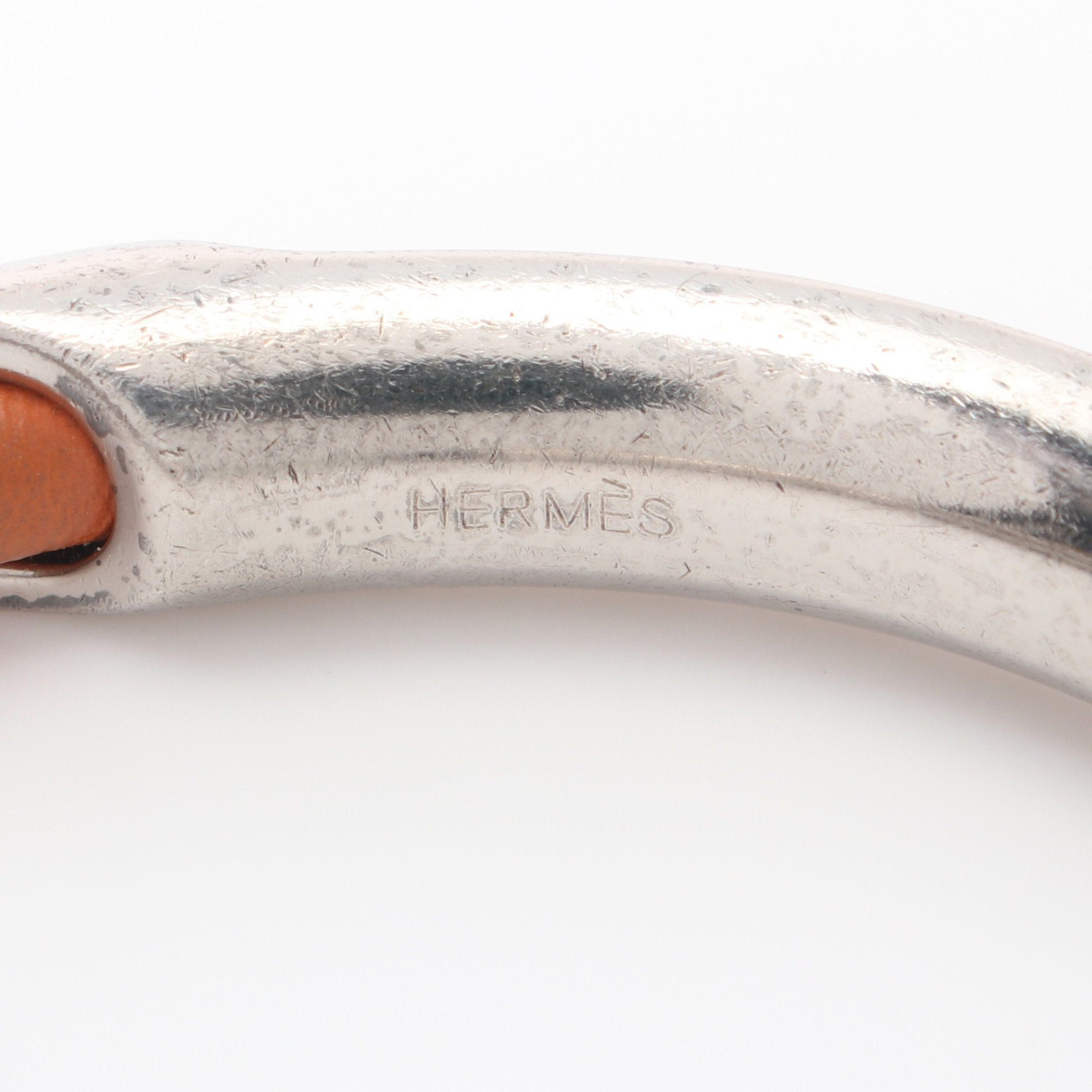 Hermes Hermes Bangle Leather Silver Light Brown Size ONE SIZE - 3 Thumbnail