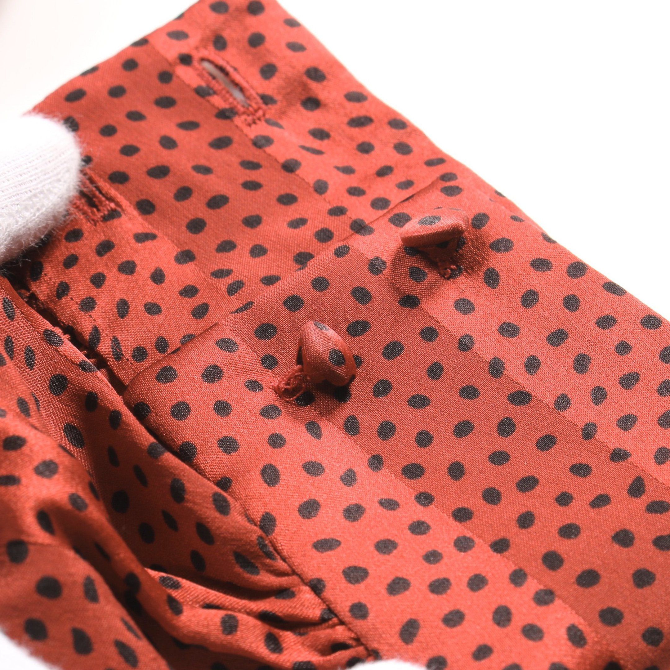 Yves Saint Laurent Yves Saint Laurent Blouse Dot Stripe Silk Red Brown Black Size ONE SIZE - 7 Thumbnail