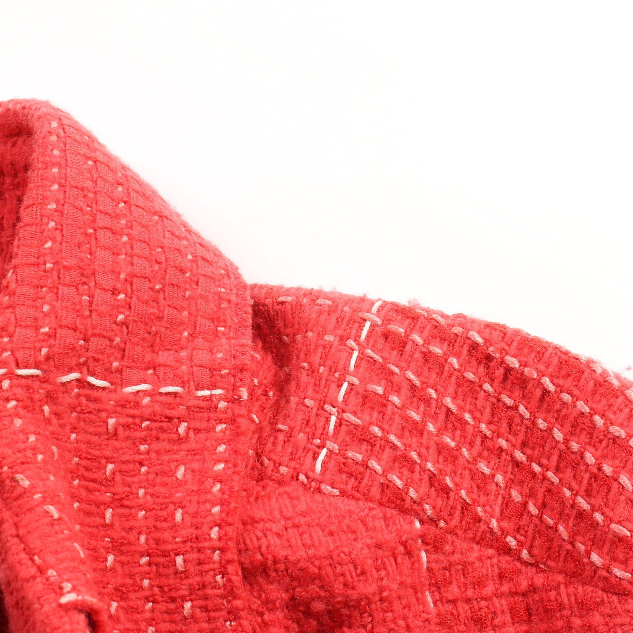 Chanel Chanel One Piece Check Wool Nylon Red 07A Size ONE SIZE - 7 Thumbnail