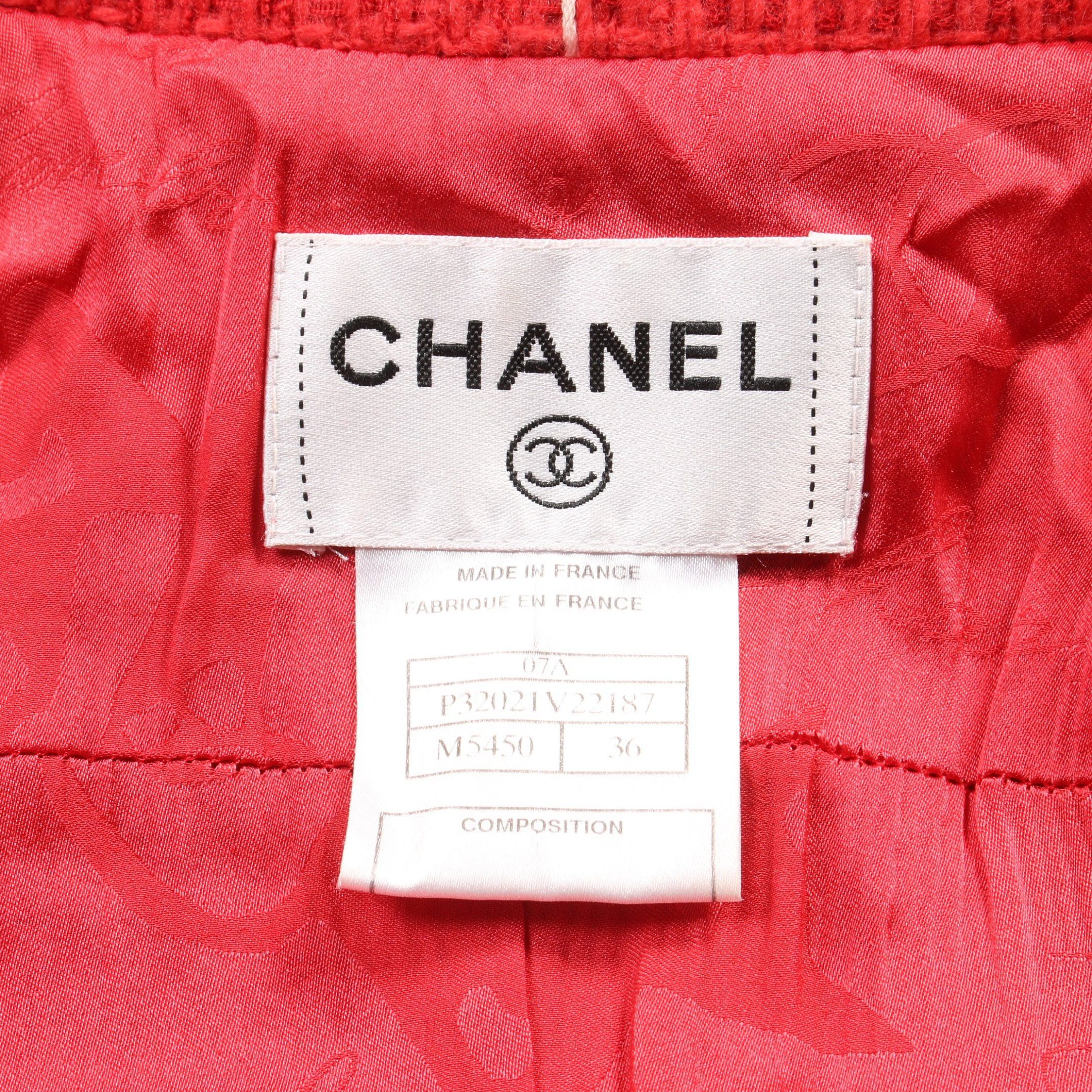 Chanel Chanel One Piece Check Wool Nylon Red 07A Size ONE SIZE - 3 Thumbnail