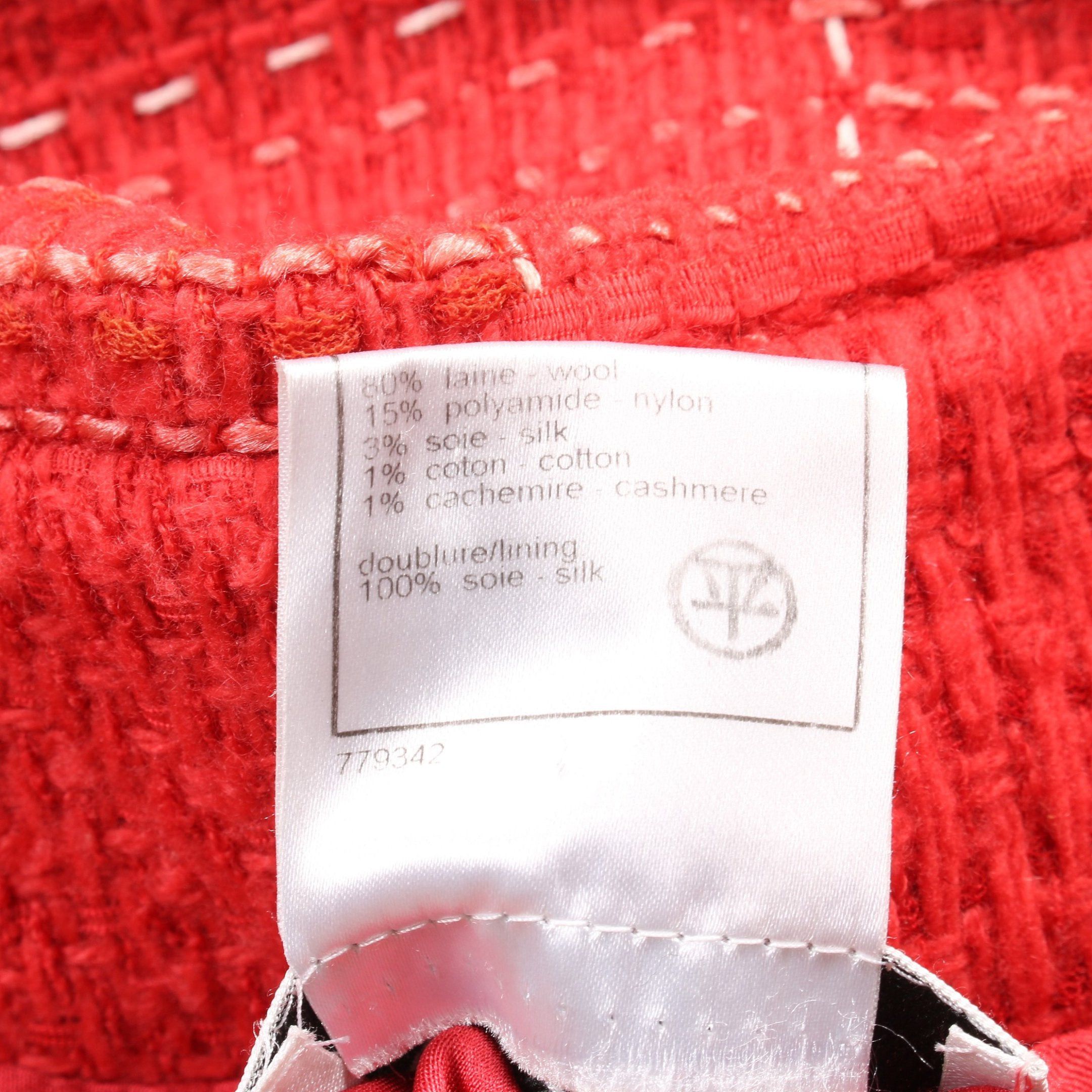 Chanel Chanel One Piece Check Wool Nylon Red 07A Size ONE SIZE - 4 Thumbnail