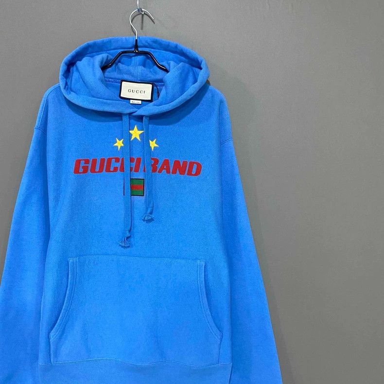 Gucci Band Flag Hoodie in Blue-dmc