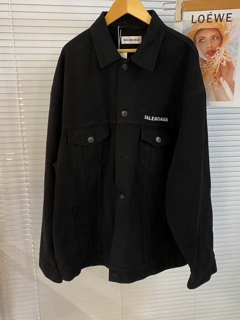 Balenciaga Black Denim Jacket with Crew Logo-dmc Size US M / EU 48-50 / 2 - 2 Thumbnail