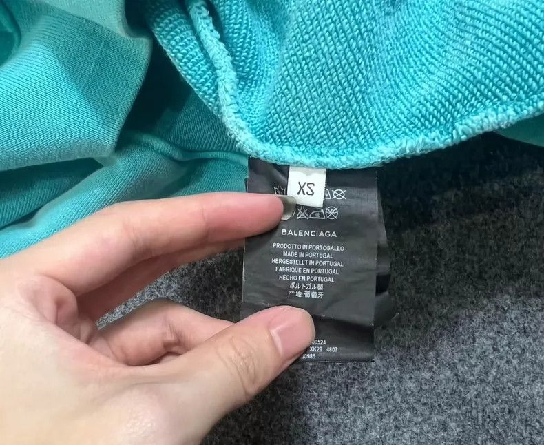Balenciaga Balenciaga Hooded Sweatshirt in Aquamarine Color-dmc Size US XS / EU 42 / 0 - 3 Thumbnail