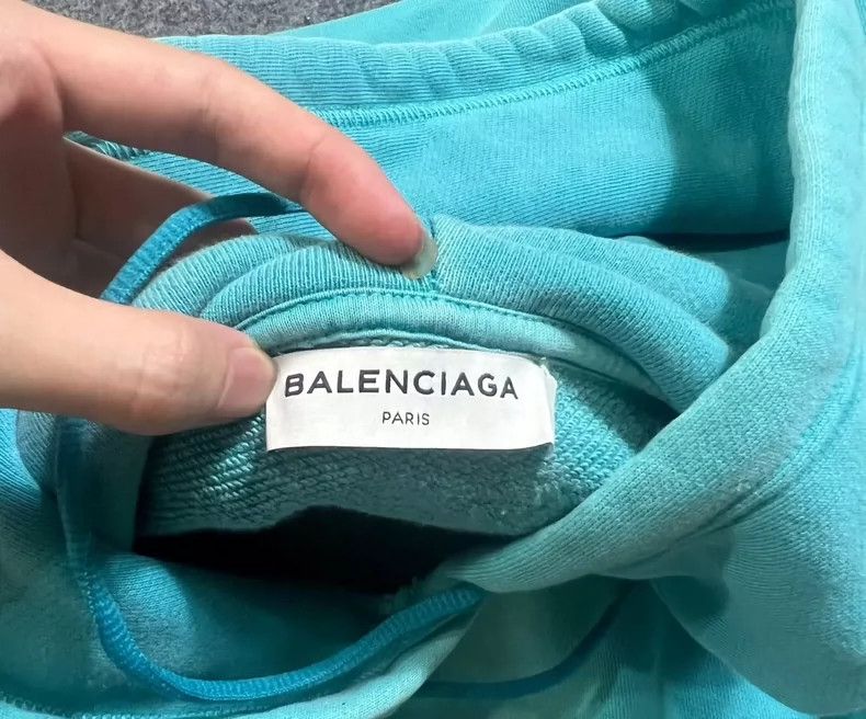 Balenciaga Balenciaga Hooded Sweatshirt in Aquamarine Color-dmc Size US XS / EU 42 / 0 - 4 Thumbnail