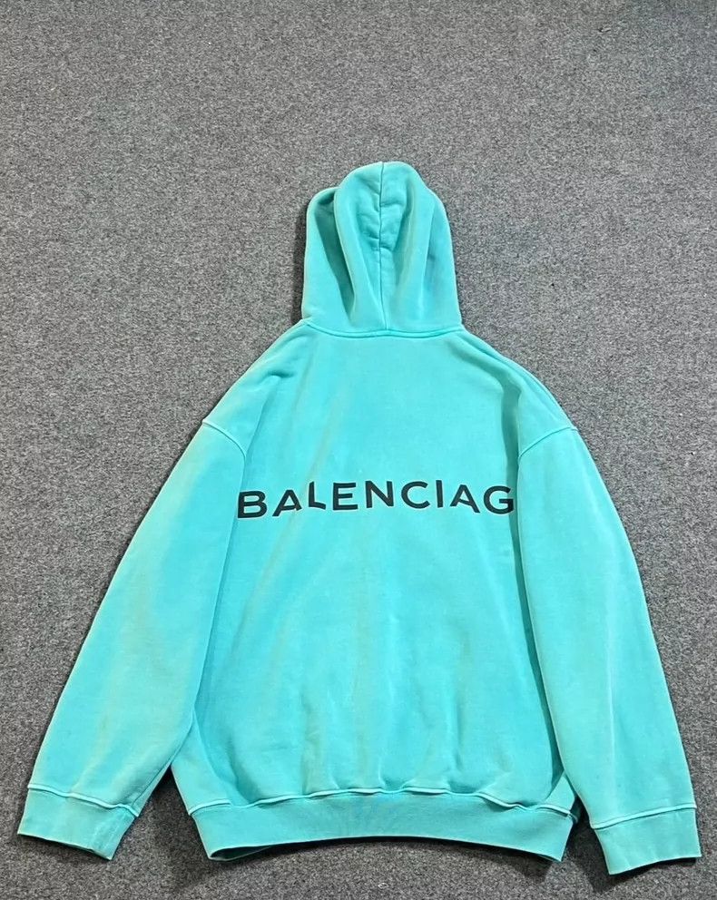 Balenciaga Balenciaga Hooded Sweatshirt in Aquamarine Color-dmc Size US XS / EU 42 / 0 - 2 Thumbnail