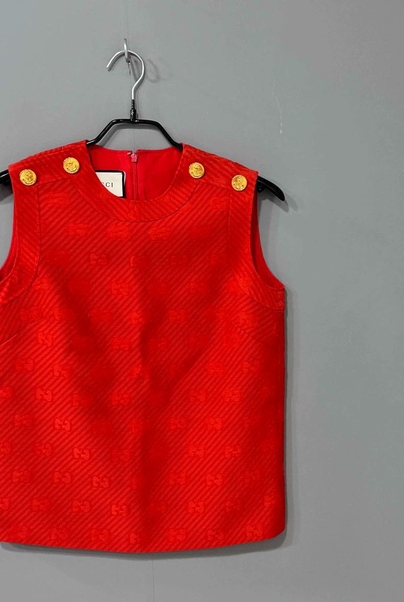 Gucci Red Patterned Sleeveless Top by GUCCI-dmc Size US S / EU 44-46 / 1 - 2 Thumbnail