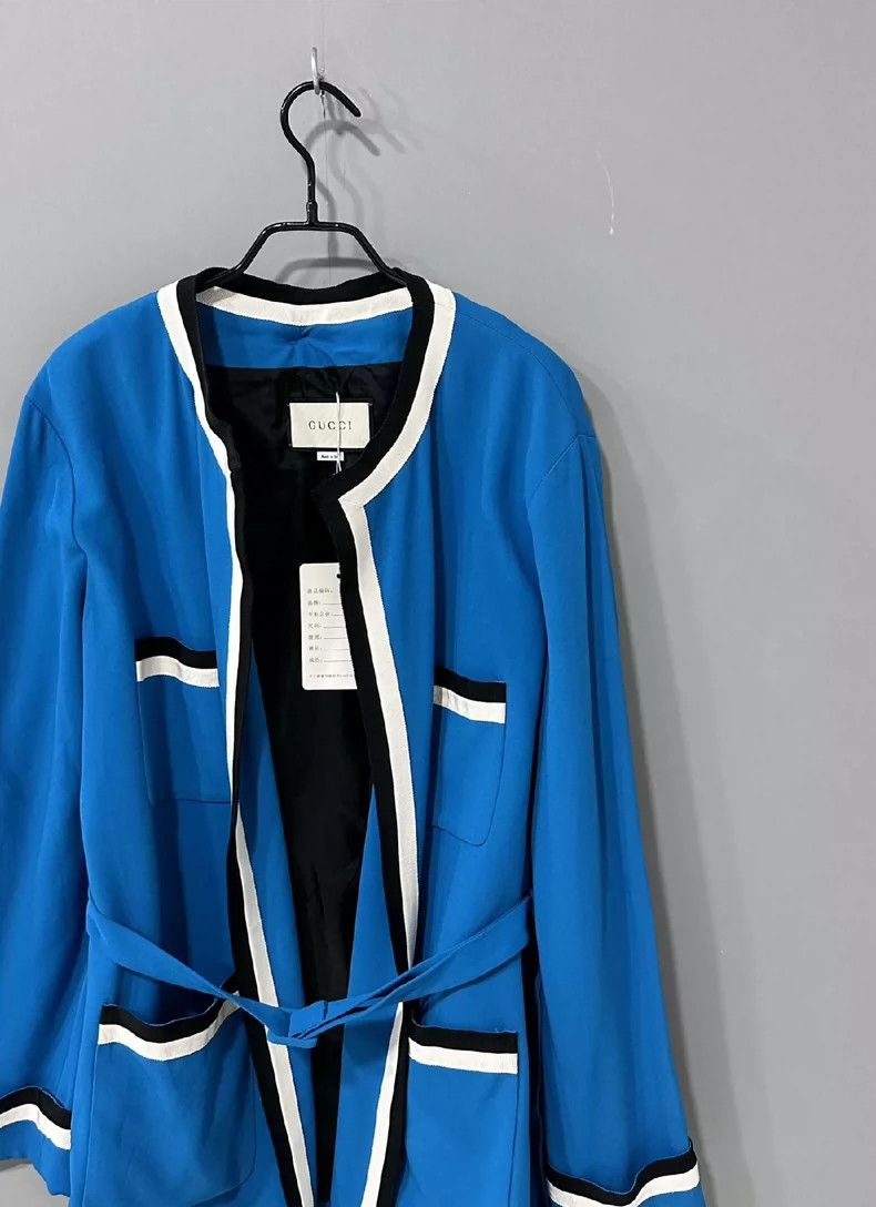 Gucci Blue Striped Gucci Jacket with Belt-dmc Size US M / EU 48-50 / 2 - 2 Thumbnail