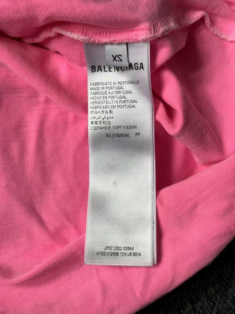Balenciaga Pink Letter Print Short Sleeve T-shirt-dmc