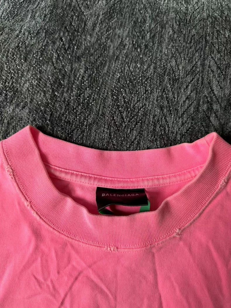Balenciaga Pink Letter Print Short Sleeve T-shirt-dmc