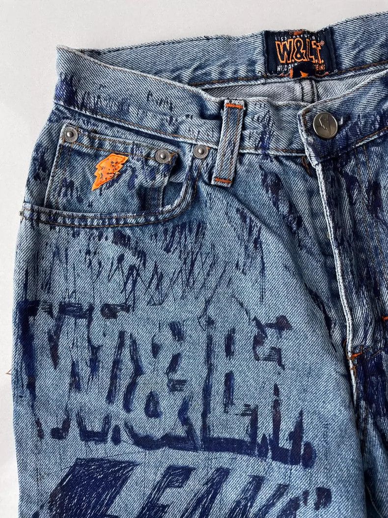 Walter Van Beirendonck Walter Van Beirendonck 1997AW Graffiti Denim Pants-dmc Size US 28 / EU 44 - 4 Thumbnail