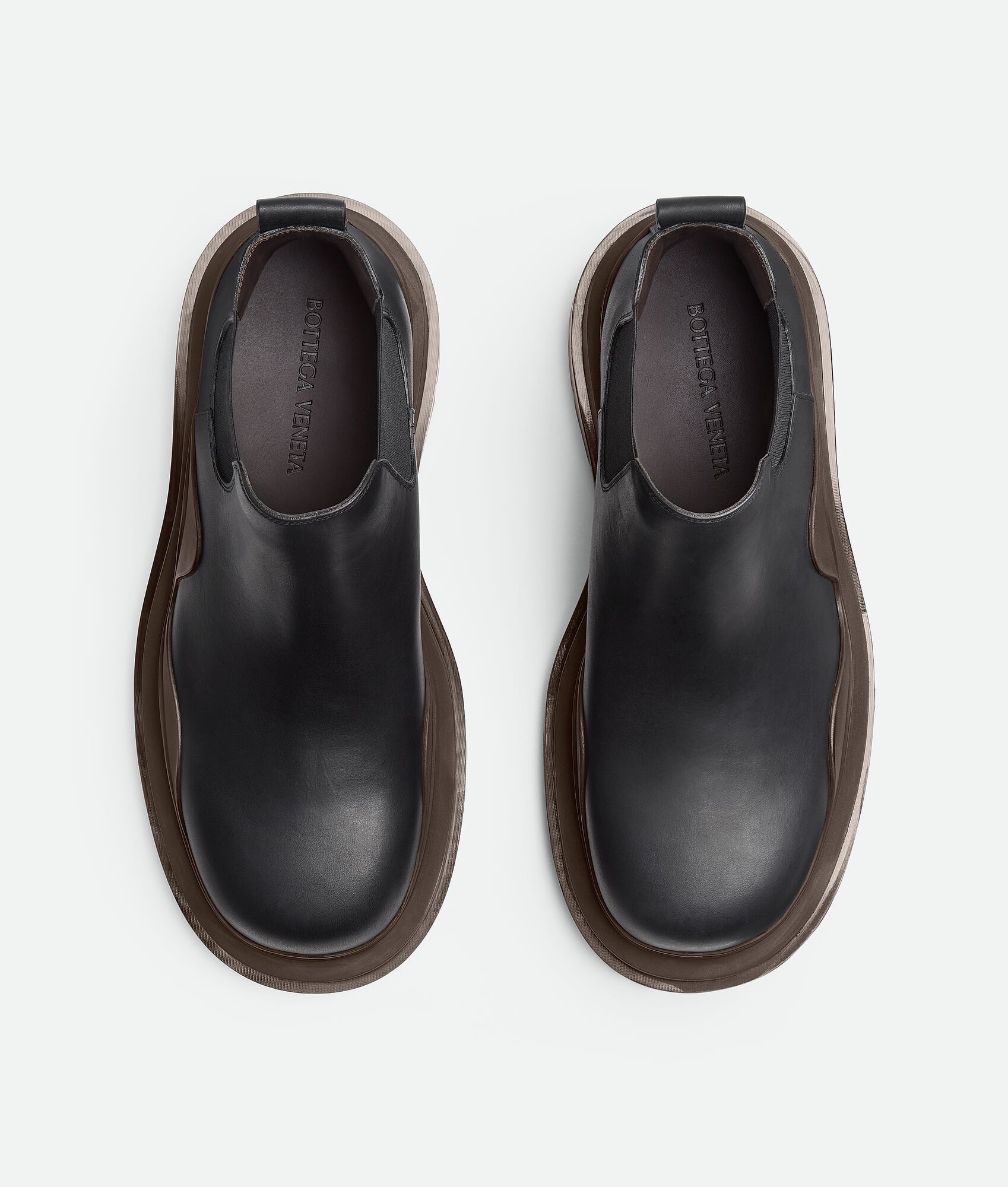 Bottega Veneta Black Tire Chelsea Ankle Boots with dark brown sole Size US 7.5 / EU 40-41 - 4 Thumbnail