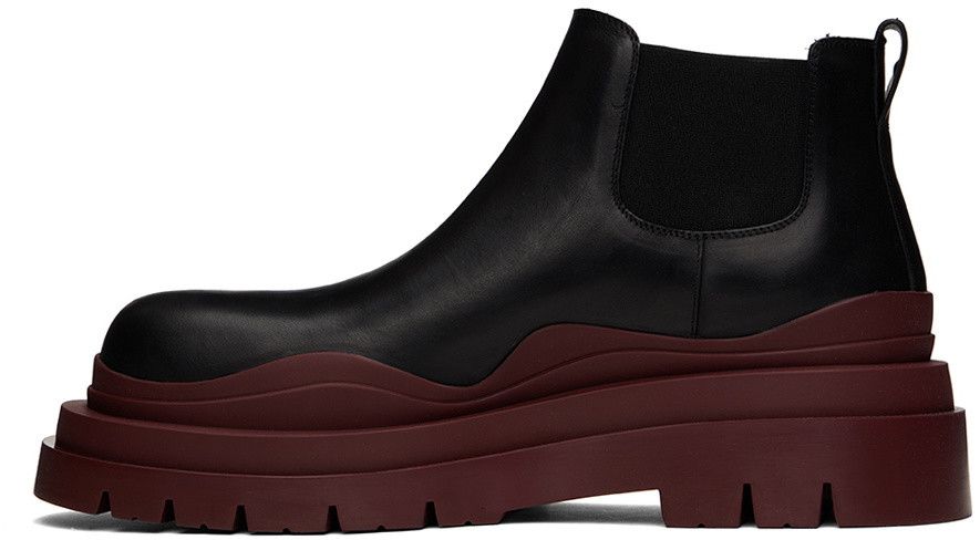 Bottega Veneta Black Tire Chelsea Ankle Boots with dark brown sole Size US 7 / EU 40 - 2 Thumbnail