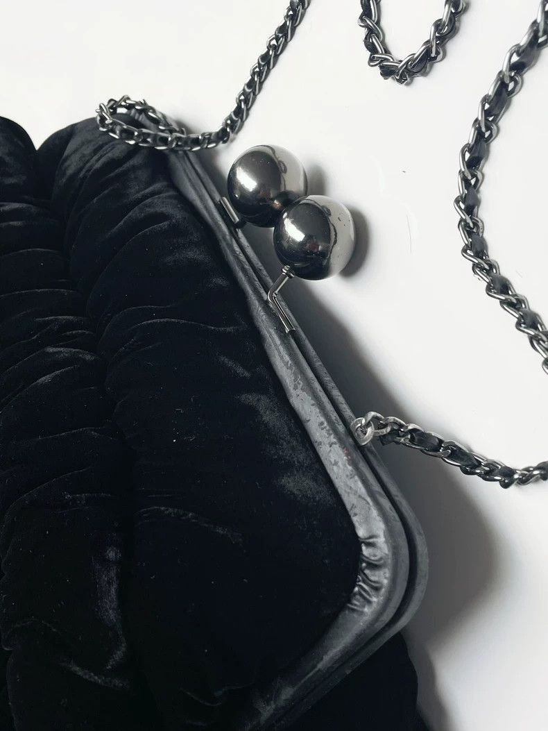 Moschino Moschino Black Velvet Chain Shoulder Bag-dmc Size ONE SIZE - 8 Thumbnail