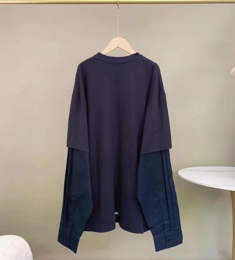 Balenciaga Balenciaga Navy Faux Layered T-shirt XS-dmc Size US XS / EU 42 / 0 - 2 Thumbnail