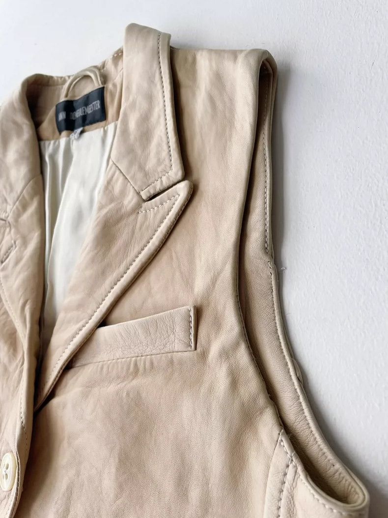 Ann Demeulemeester Ann Demulemeester Leather Vest in Beige-dmc Size US XXS / EU 40 - 6 Thumbnail