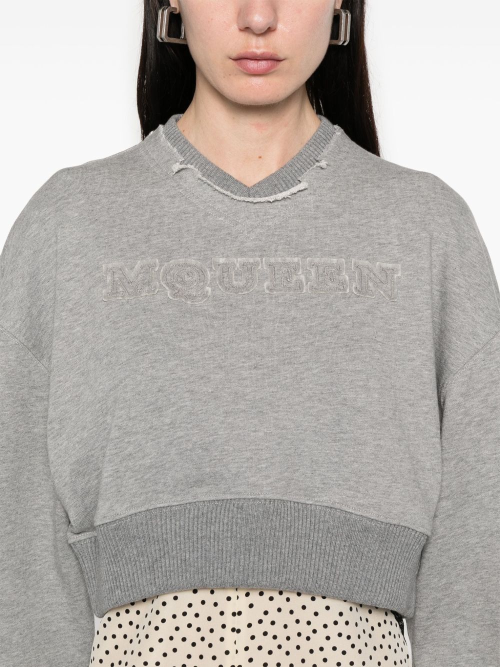 Alexander McQueen LOGO COTTON CROPPED SWEATSHIRT Size M / US 6-8 / IT 42-44 - 3 Thumbnail