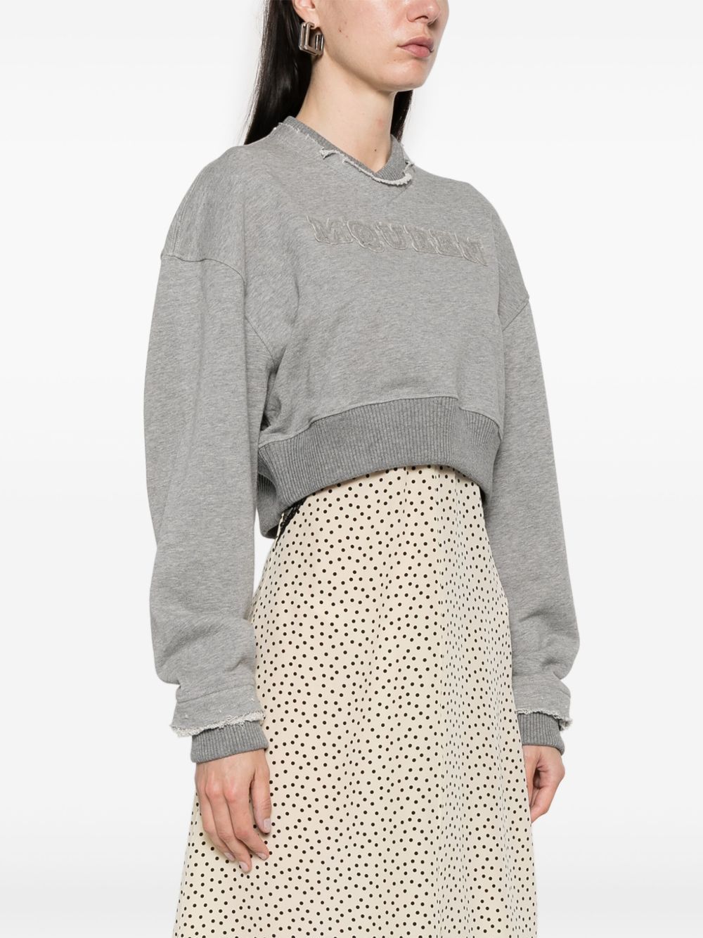Alexander McQueen LOGO COTTON CROPPED SWEATSHIRT Size M / US 6-8 / IT 42-44 - 4 Thumbnail