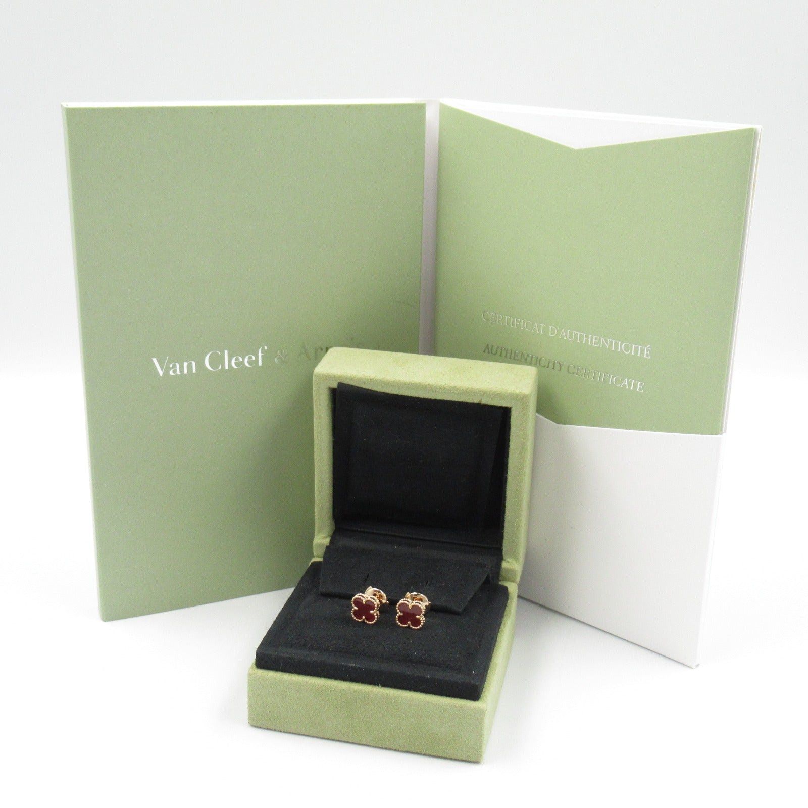 Van Cleef & Arpels Van Cleef Arpels Sweet Alhambra Carnelian Earrings K18Pg (Pink Gold) Red Size ONE SIZE - 7 Thumbnail