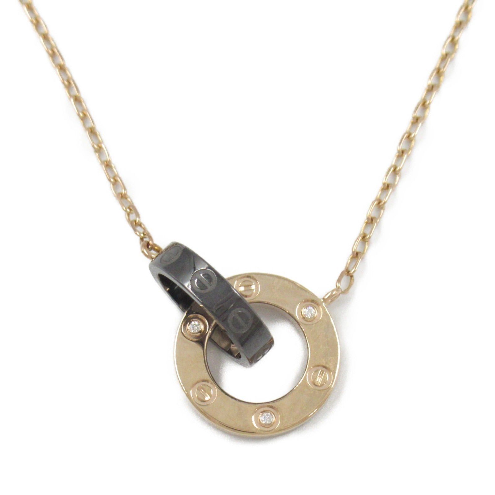 Cartier Cartier Love Necklace Diamond Ceramic K18Pg (Pink Gold) Clear Size ONE SIZE - 2 Thumbnail