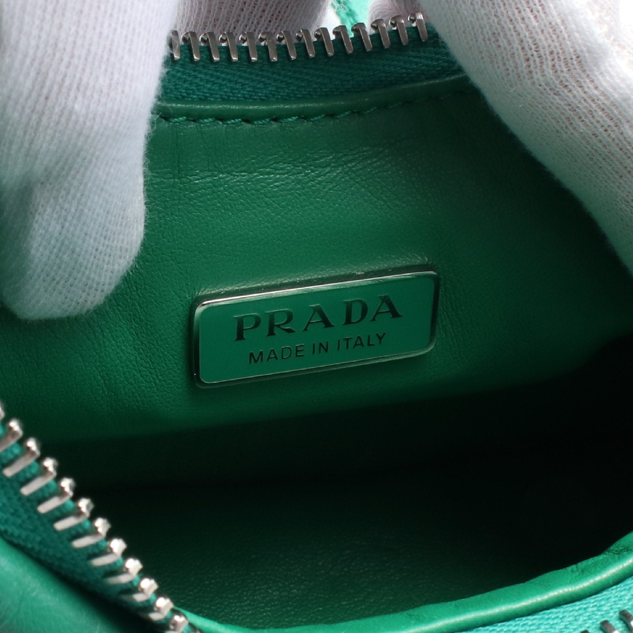Prada Prada Re-Edition 2006 Embroidery Drill Riamo Fi Chain Shoulder Bag Leather Green Size ONE SIZE - 4 Thumbnail