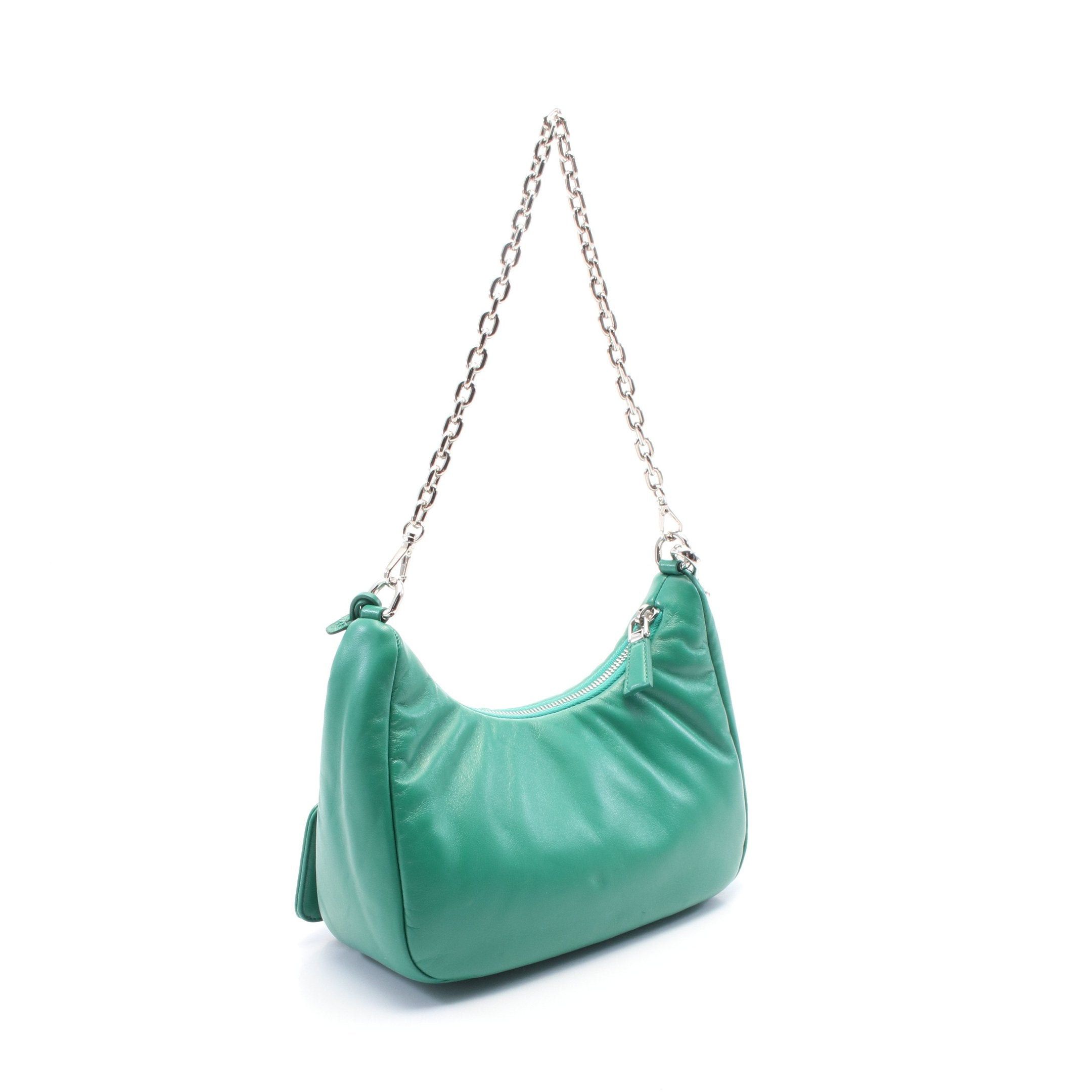 Prada Prada Re-Edition 2006 Embroidery Drill Riamo Fi Chain Shoulder Bag Leather Green Size ONE SIZE - 2 Thumbnail