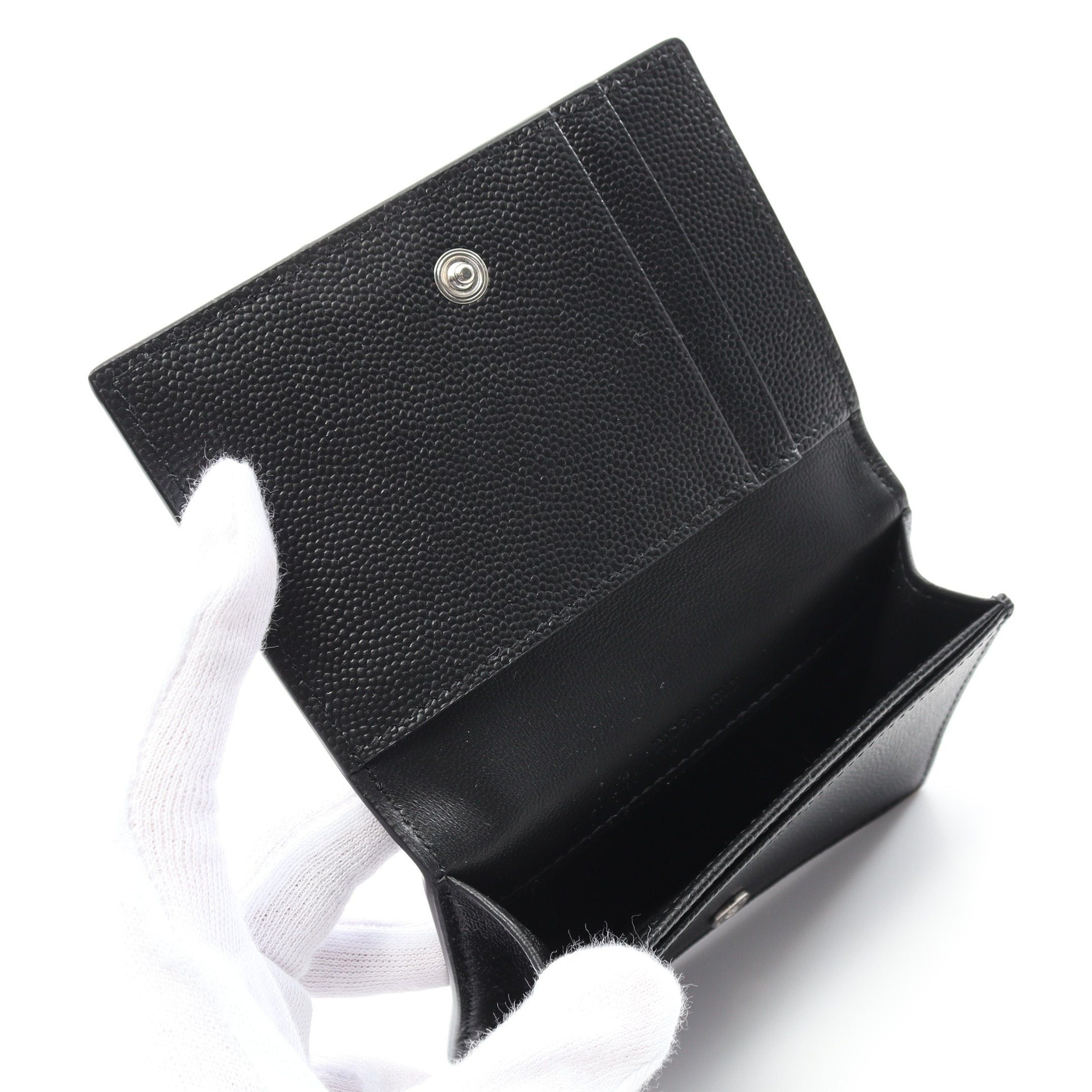 Yves Saint Laurent Yves Saint Laurent Card Case Name Holder Leather Black Size ONE SIZE - 3 Thumbnail