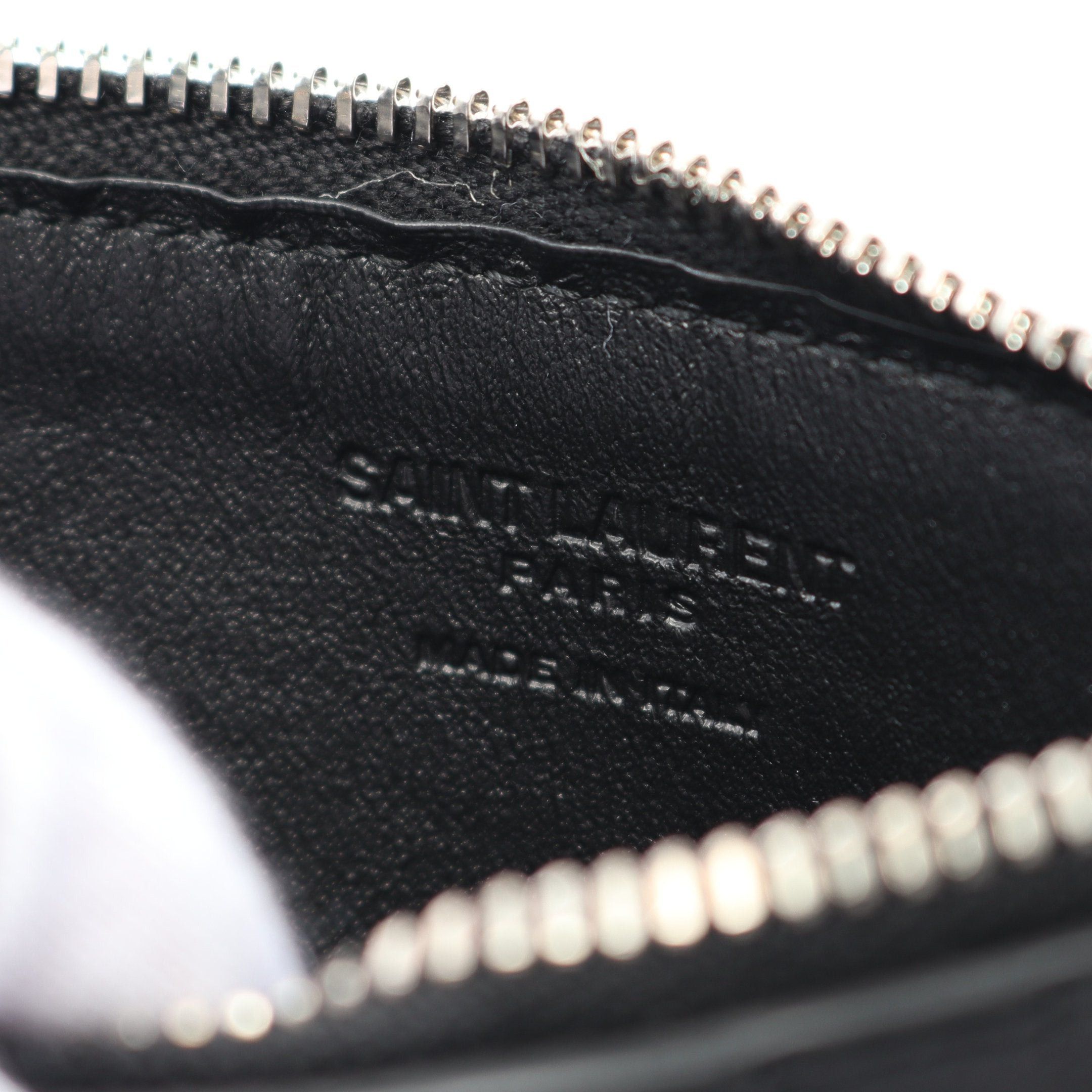 Yves Saint Laurent Yves Saint Laurent Fragment Zip Pouch Card Case Coin Purse Leather Black Size ONE SIZE - 4 Thumbnail