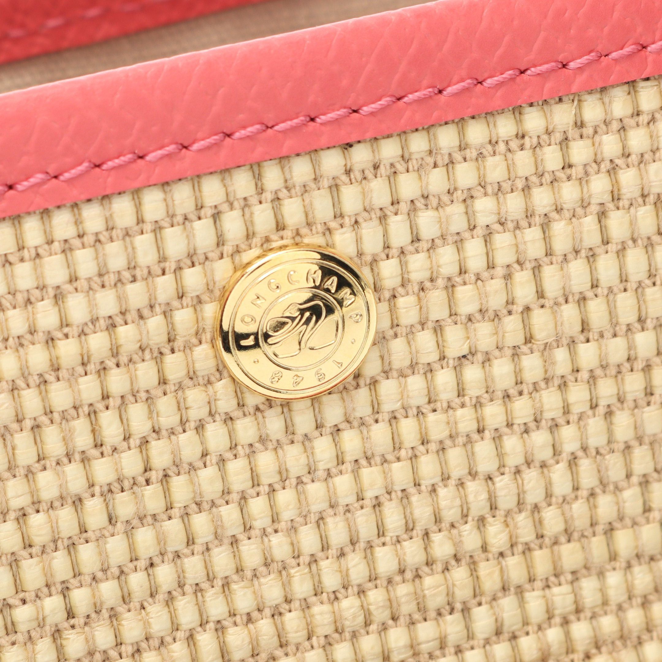 Longchamp Longchamp Le Preage Xs Basket Bag Handbag Canvas Leather Beige Pink Size ONE SIZE - 4 Thumbnail