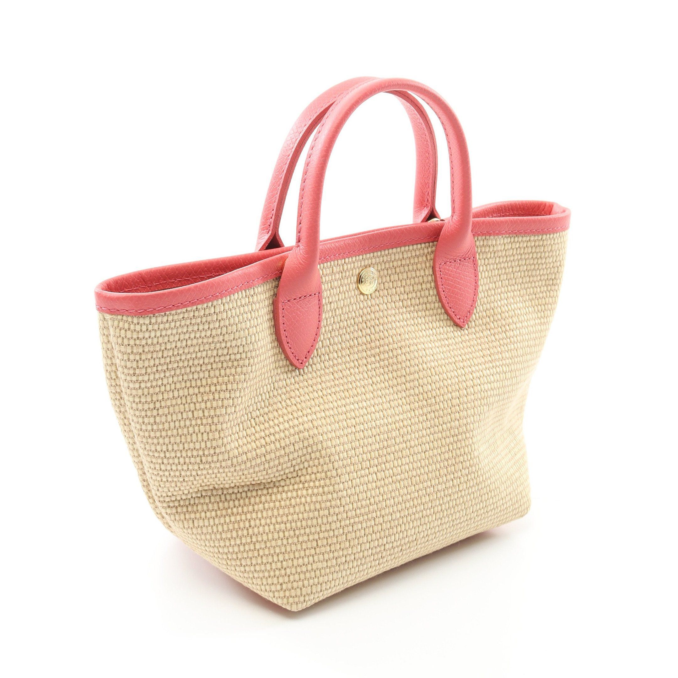 Longchamp Longchamp Le Preage Xs Basket Bag Handbag Canvas Leather Beige Pink Size ONE SIZE - 2 Thumbnail