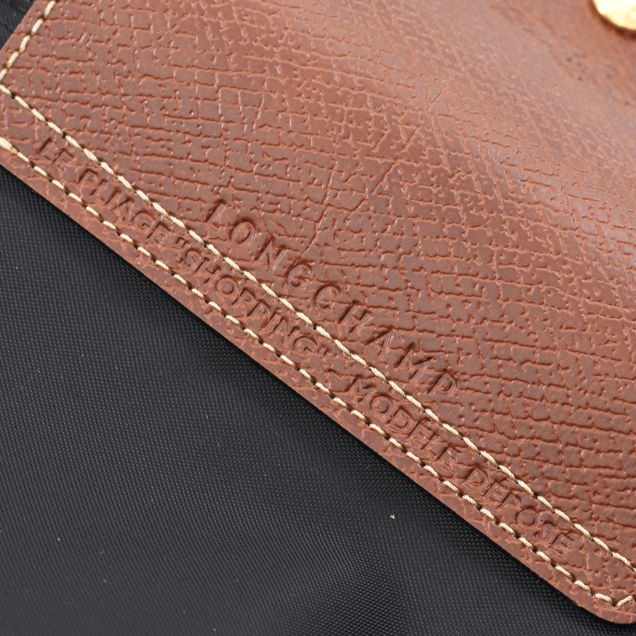 Longchamp Longchamp Le Pliage Original M Preage Shoulder Bag Tote Canvas Leather Black Brown Size ONE SIZE - 4 Thumbnail
