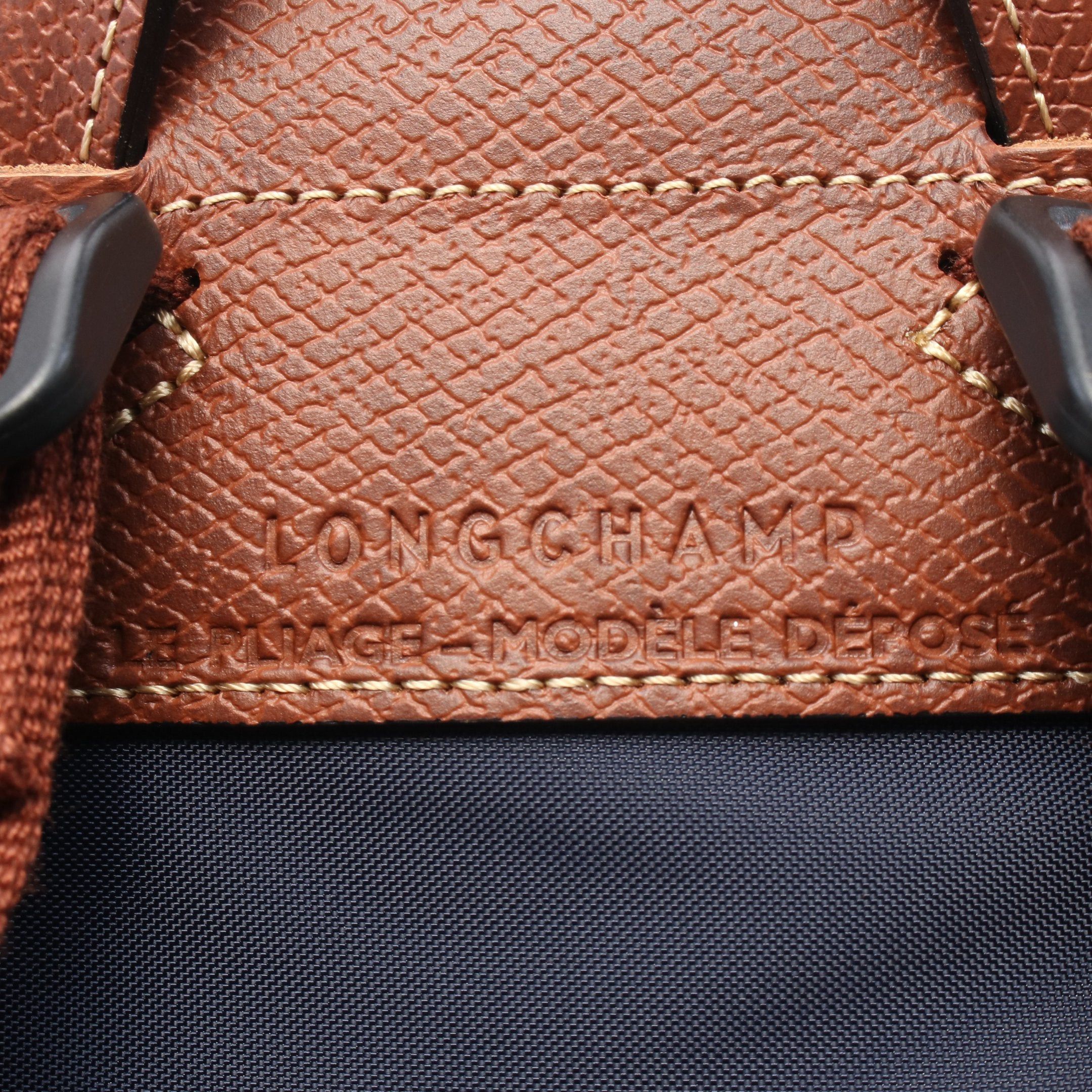Longchamp Longchamp Le Preage Original M Backpack Rucksack Canvas Leather Navy Brown Size ONE SIZE - 4 Thumbnail