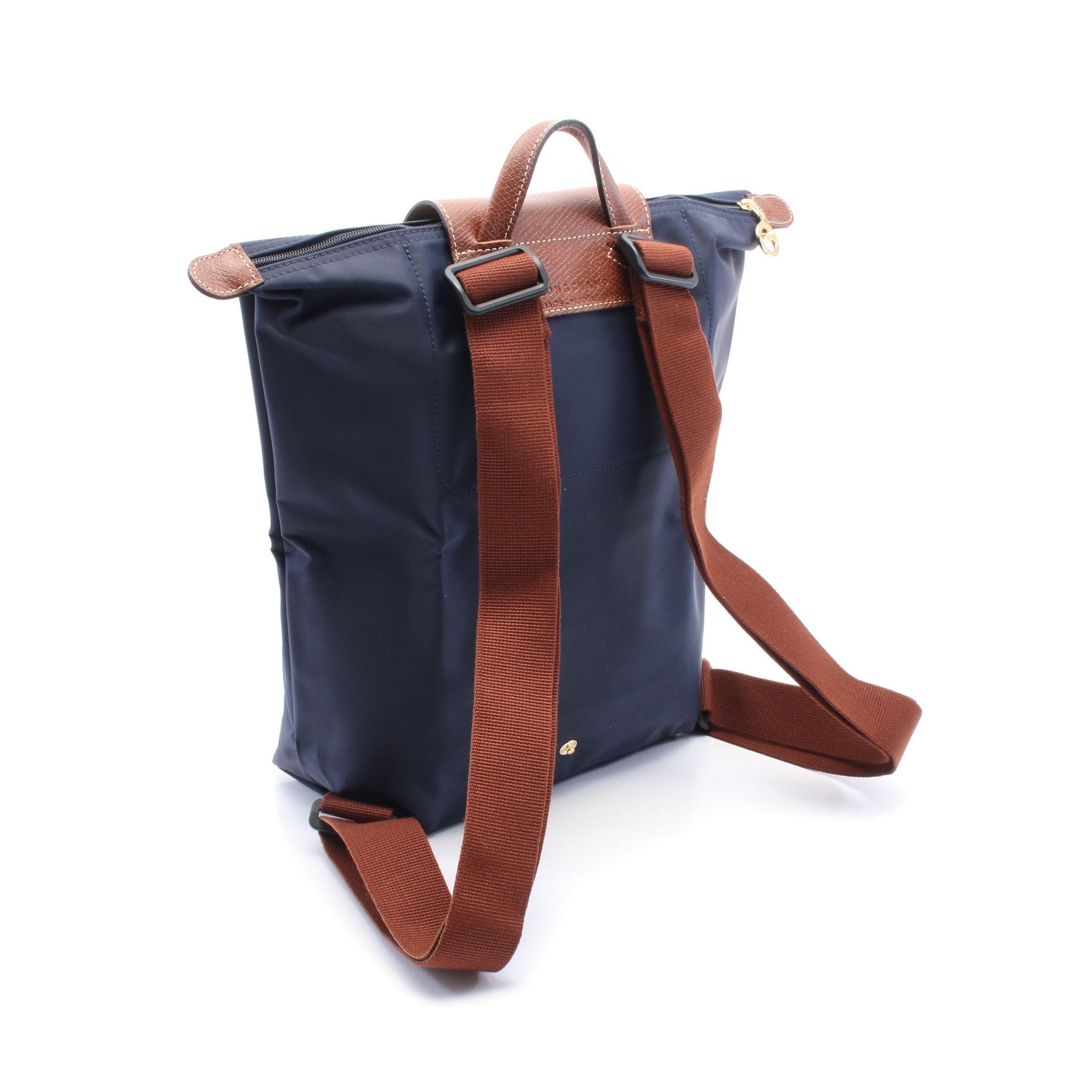 Longchamp Longchamp Le Preage Original M Backpack Rucksack Canvas Leather Navy Brown Size ONE SIZE - 2 Thumbnail