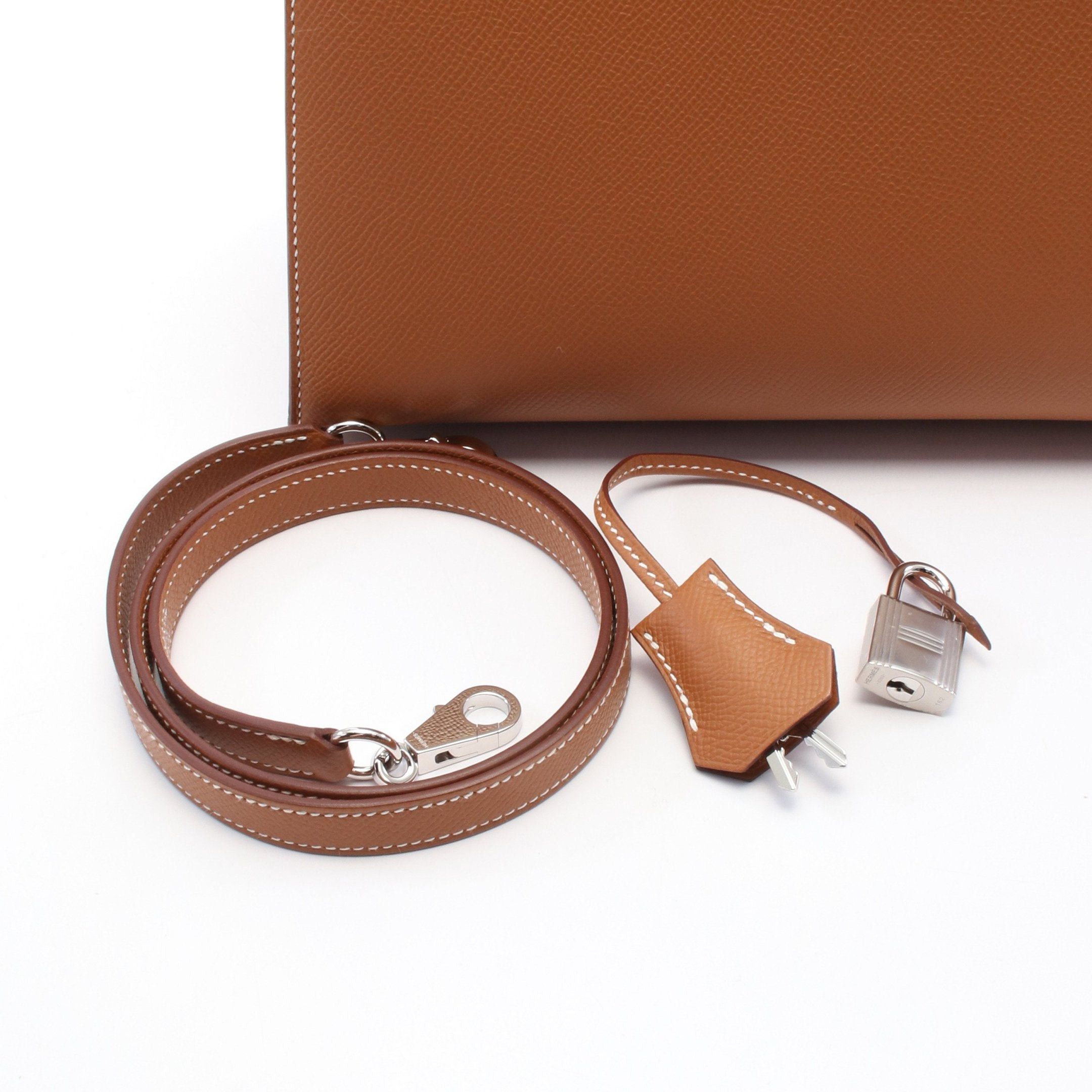 Hermes Hermes Kelly28 Gold Handbag Veau Epsom Brown Silver Hardware K Stamp Size ONE SIZE - 6 Thumbnail