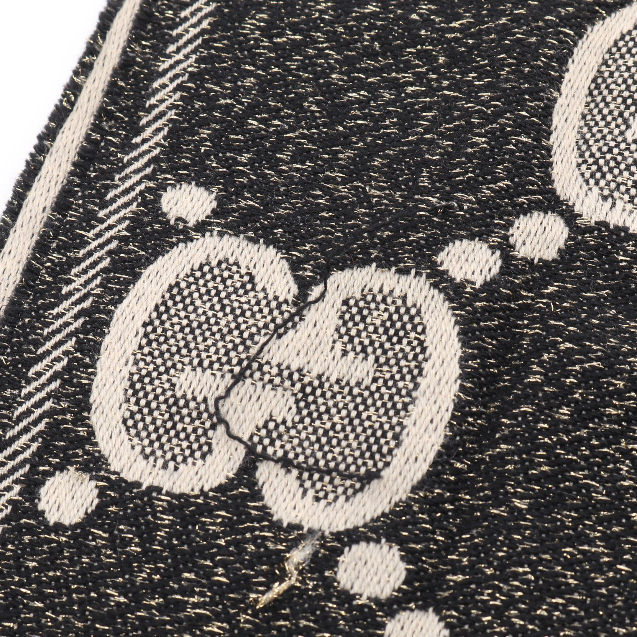 Gucci Gucci Gg Wool Rame Jacquard Scarf Black Beige Size ONE SIZE - 9 Thumbnail