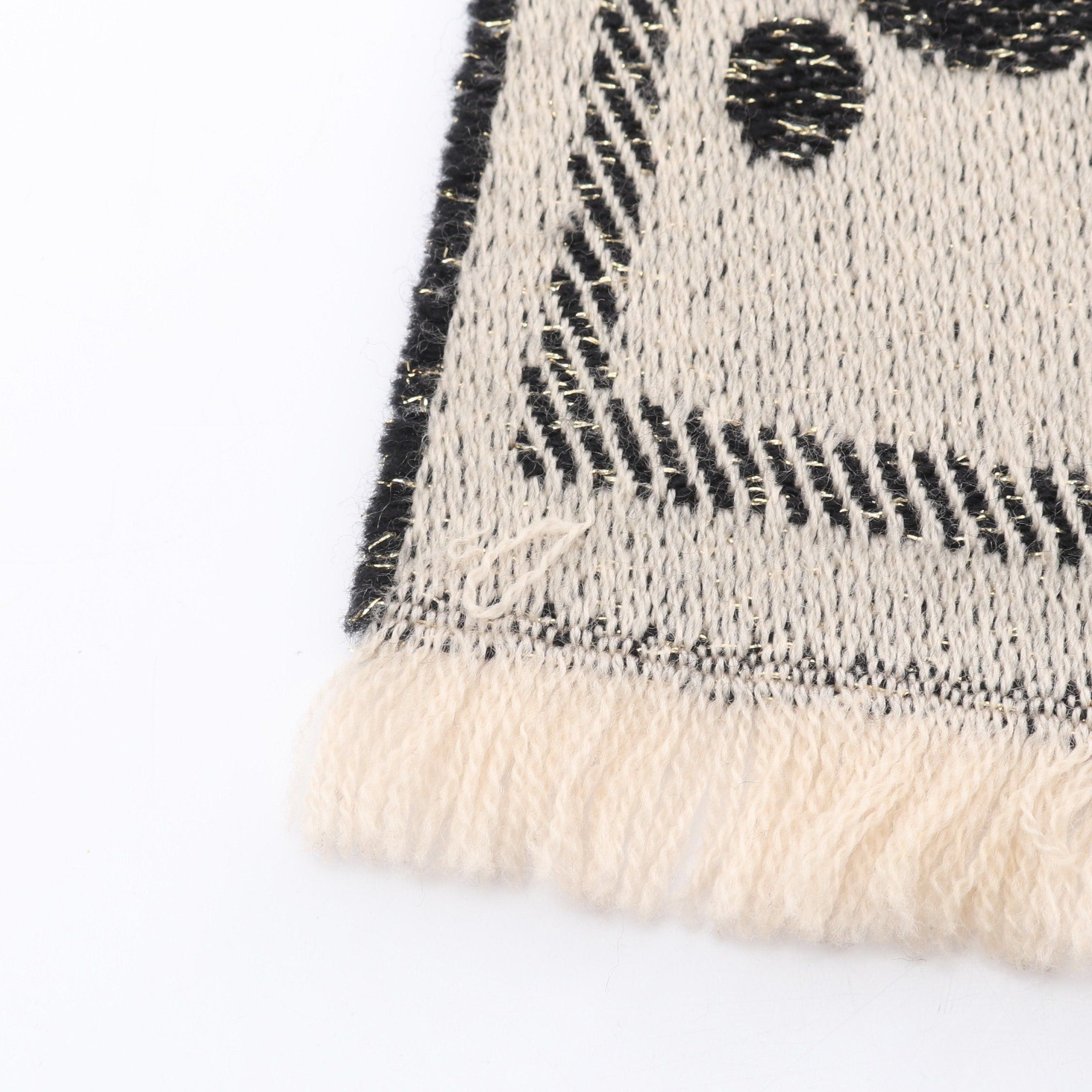 Gucci Gucci Gg Wool Rame Jacquard Scarf Black Beige Size ONE SIZE - 7 Thumbnail