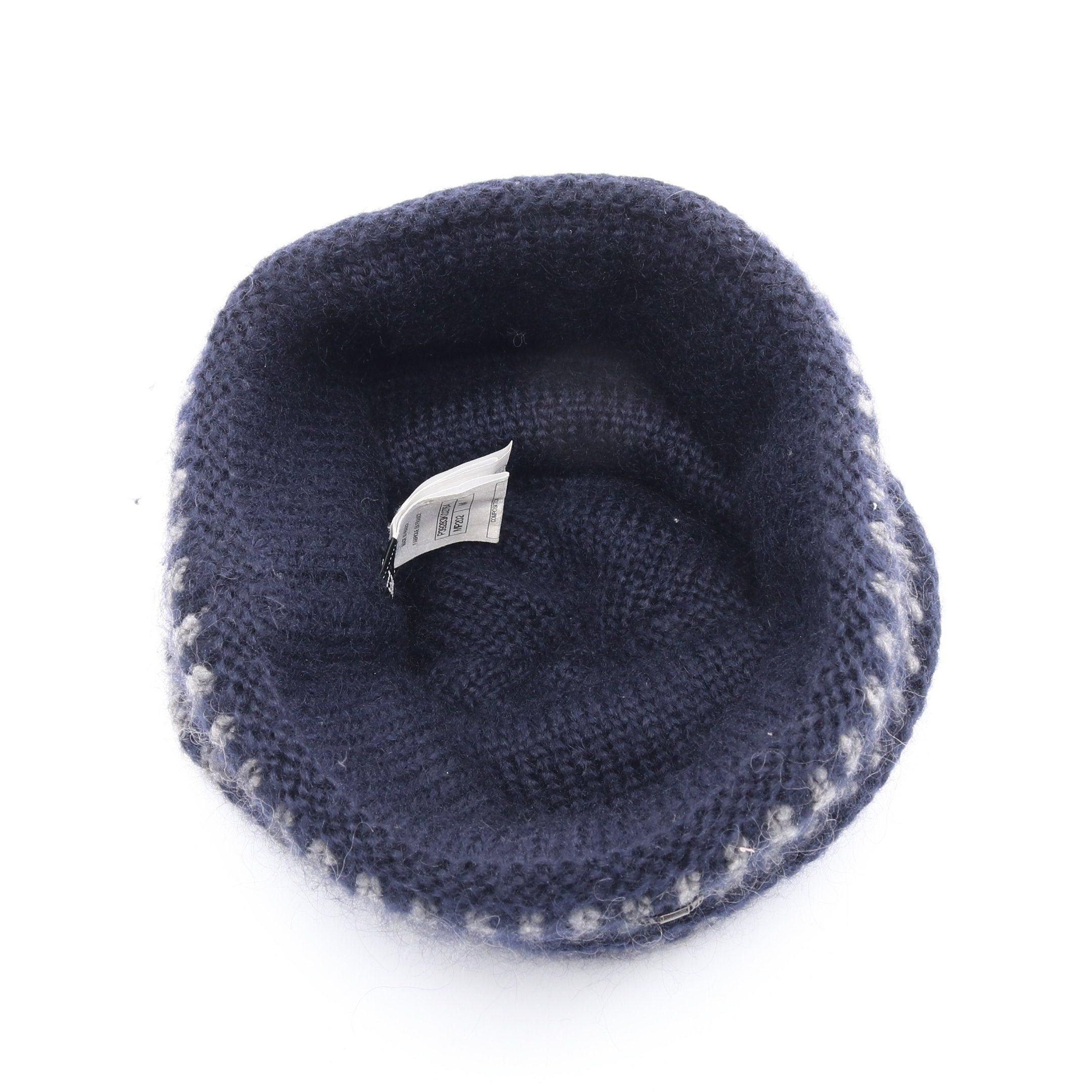 Chanel Chanel Cocomark Button Knit Cap Beanie Wool Mohair Navy Gray Size ONE SIZE - 3 Thumbnail