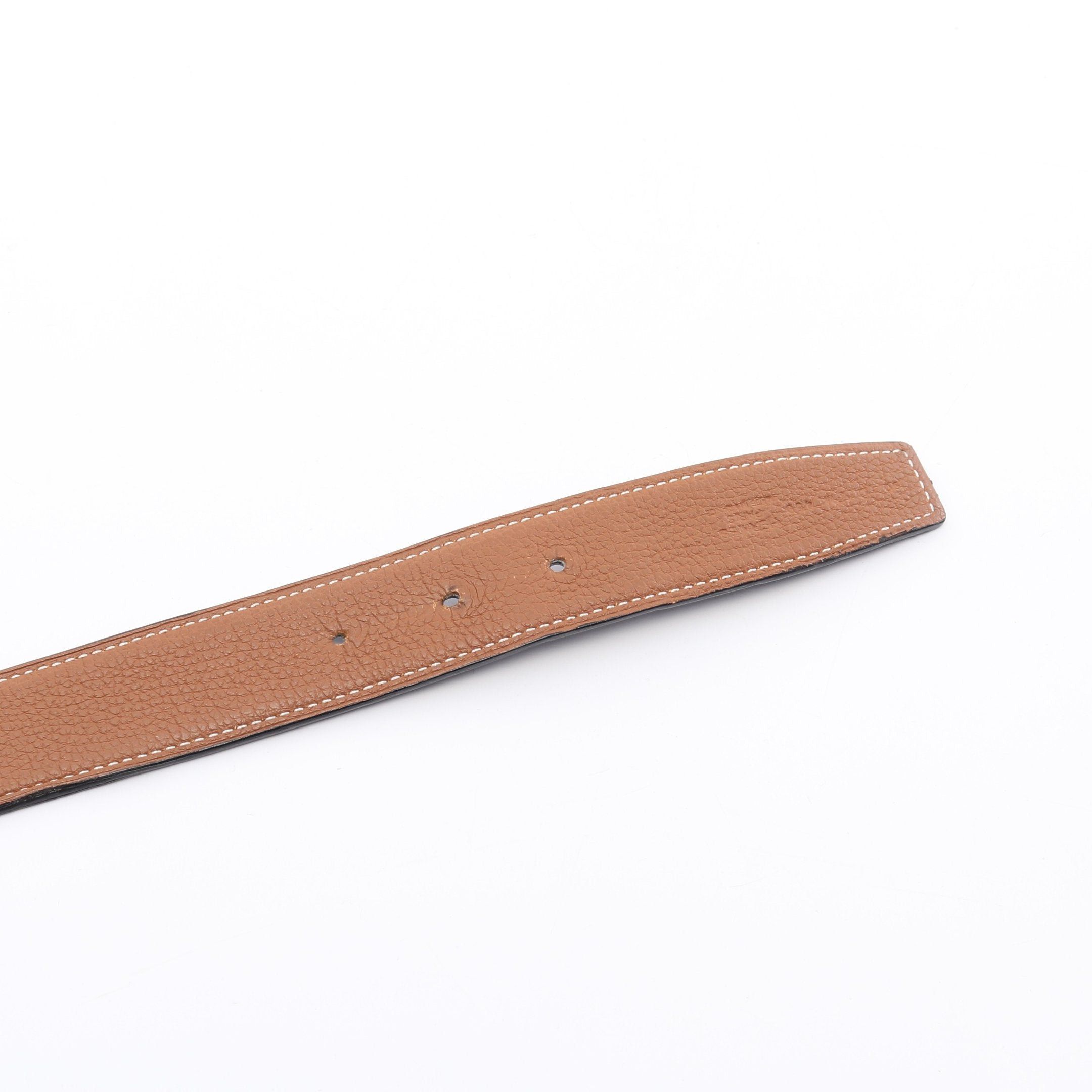 Hermes Hermes Constance H-Belt Noir Gold Belt Box Calf Togo Black Light Brown Silver Hardware Reversible U Stamp Size ONE SIZE - 3 Thumbnail