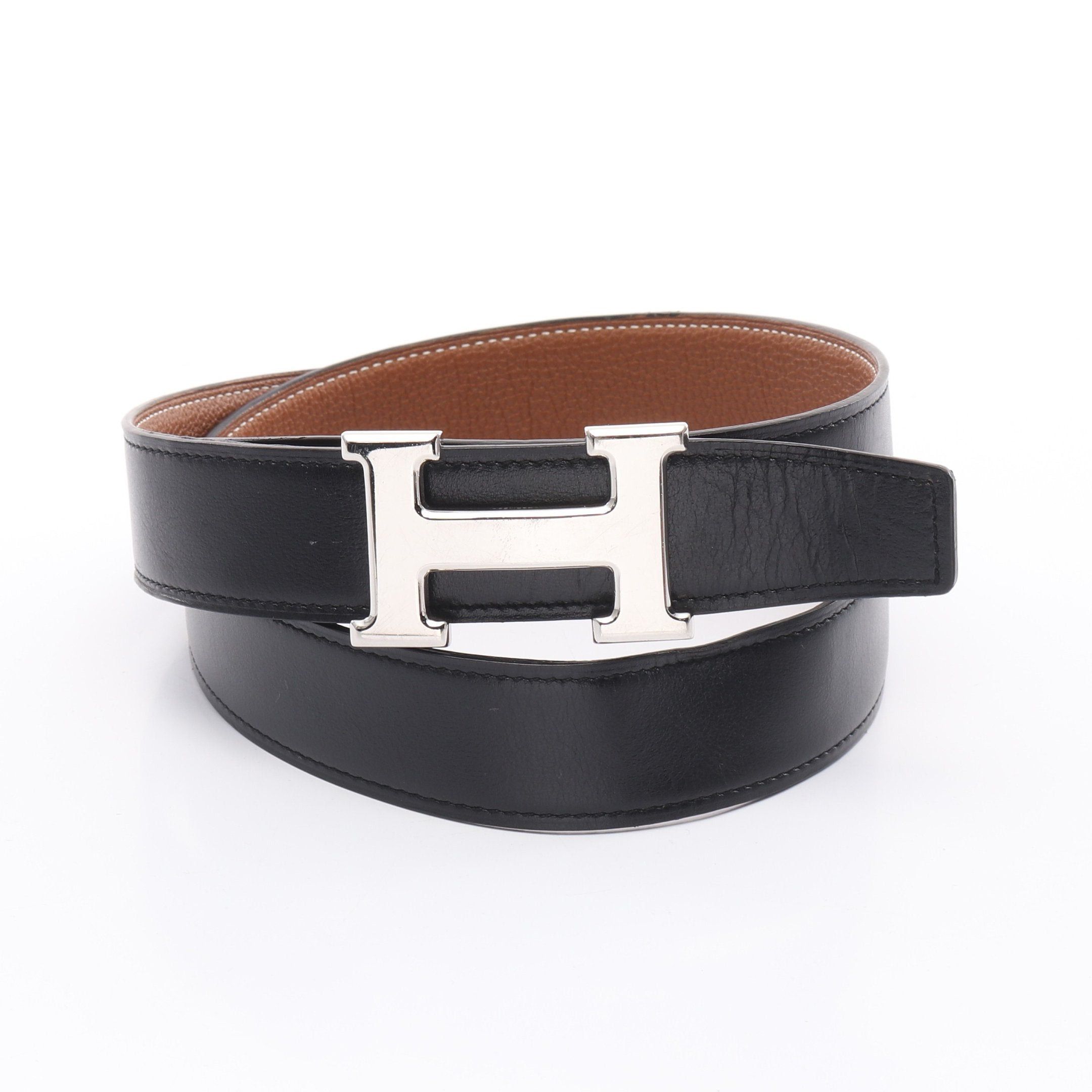 Hermes Hermes Constance H-Belt Noir Gold Belt Box Calf Togo Black Light Brown Silver Hardware Reversible U Stamp Size ONE SIZE - 5 Thumbnail