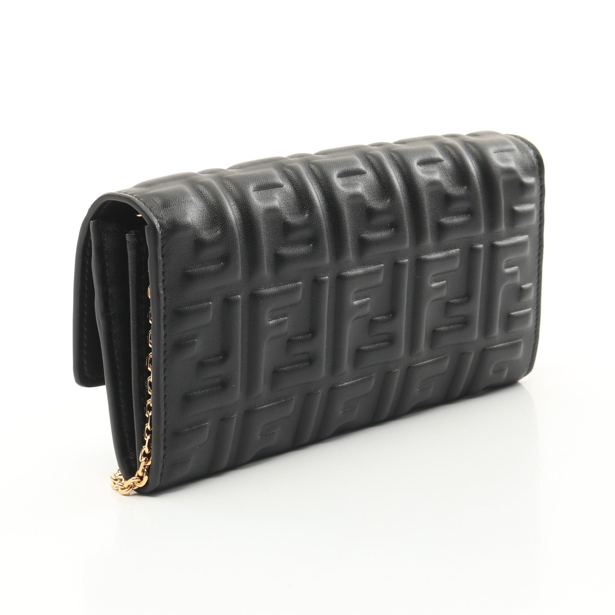 Fendi Fendi Ff Logo Chain Wallet Leather Black Size ONE SIZE - 2 Thumbnail