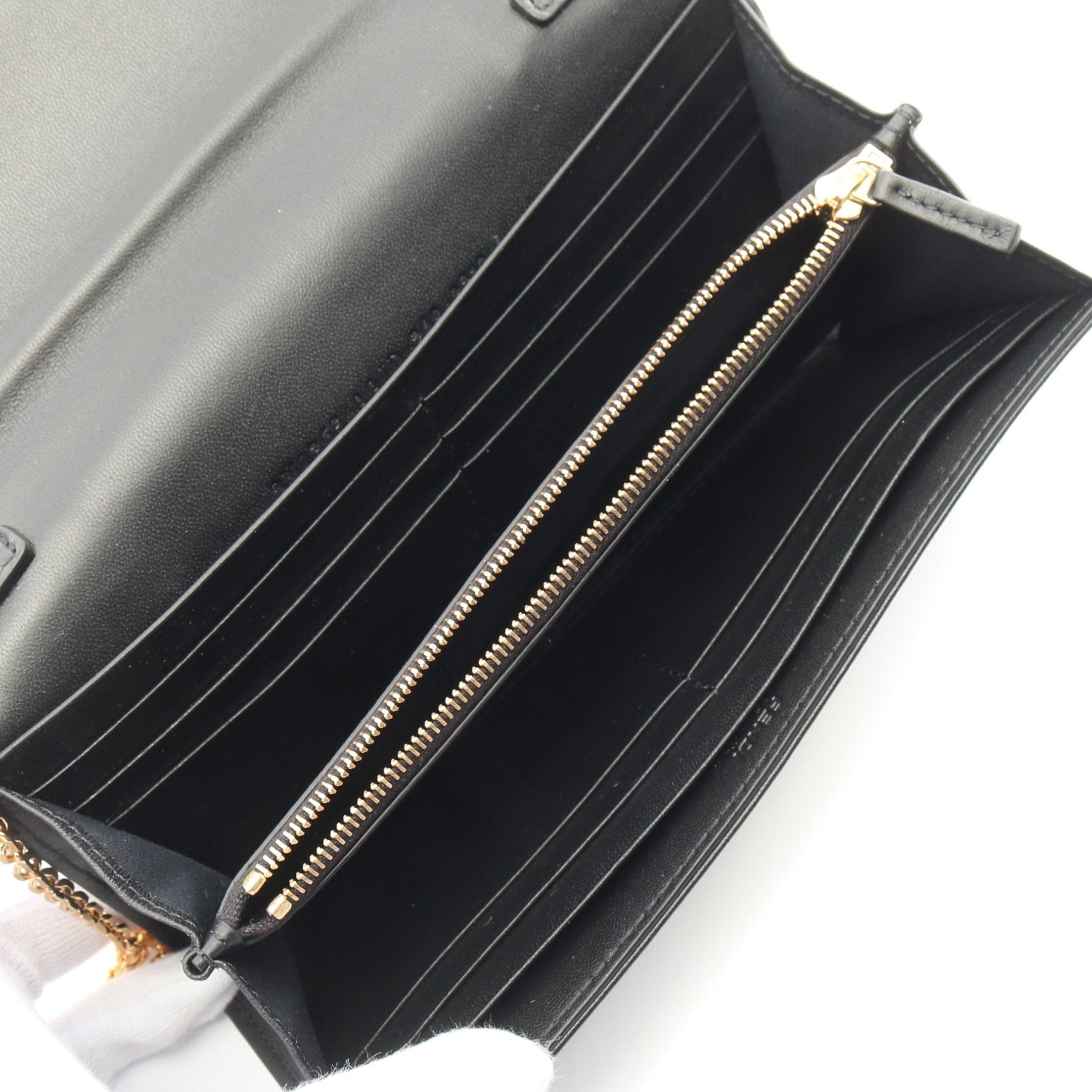 Fendi Fendi Ff Logo Chain Wallet Leather Black Size ONE SIZE - 3 Thumbnail