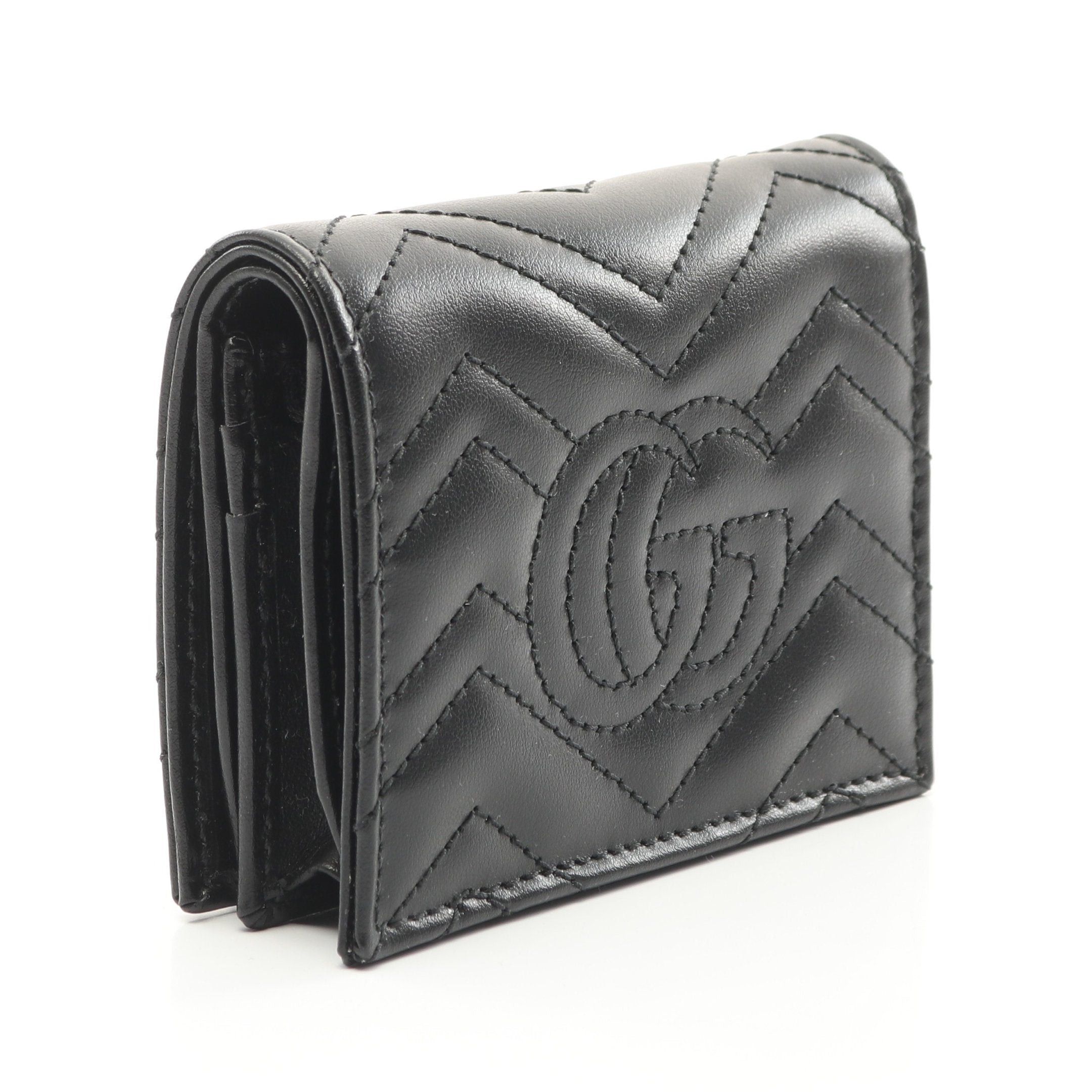 Gucci Gucci Gg Marmont Bi-Fold Wallet Compact Leather Black Size ONE SIZE - 2 Thumbnail