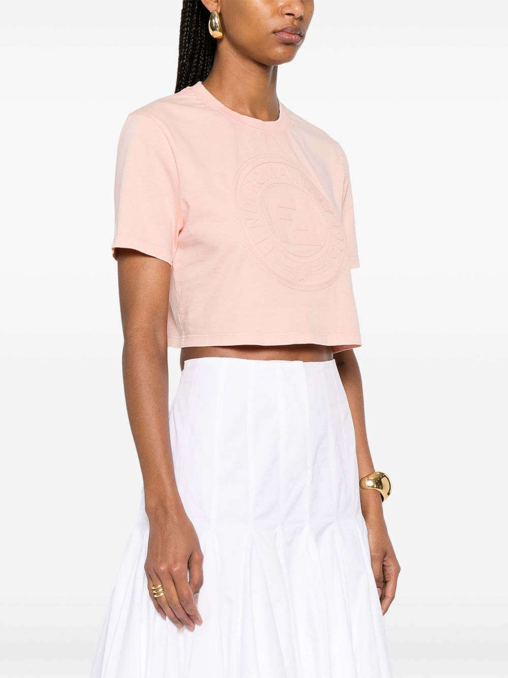 Fendi LOGO COTTON T-SHIRT Size XS / US 0-2 / IT 36-38 - 2 Thumbnail