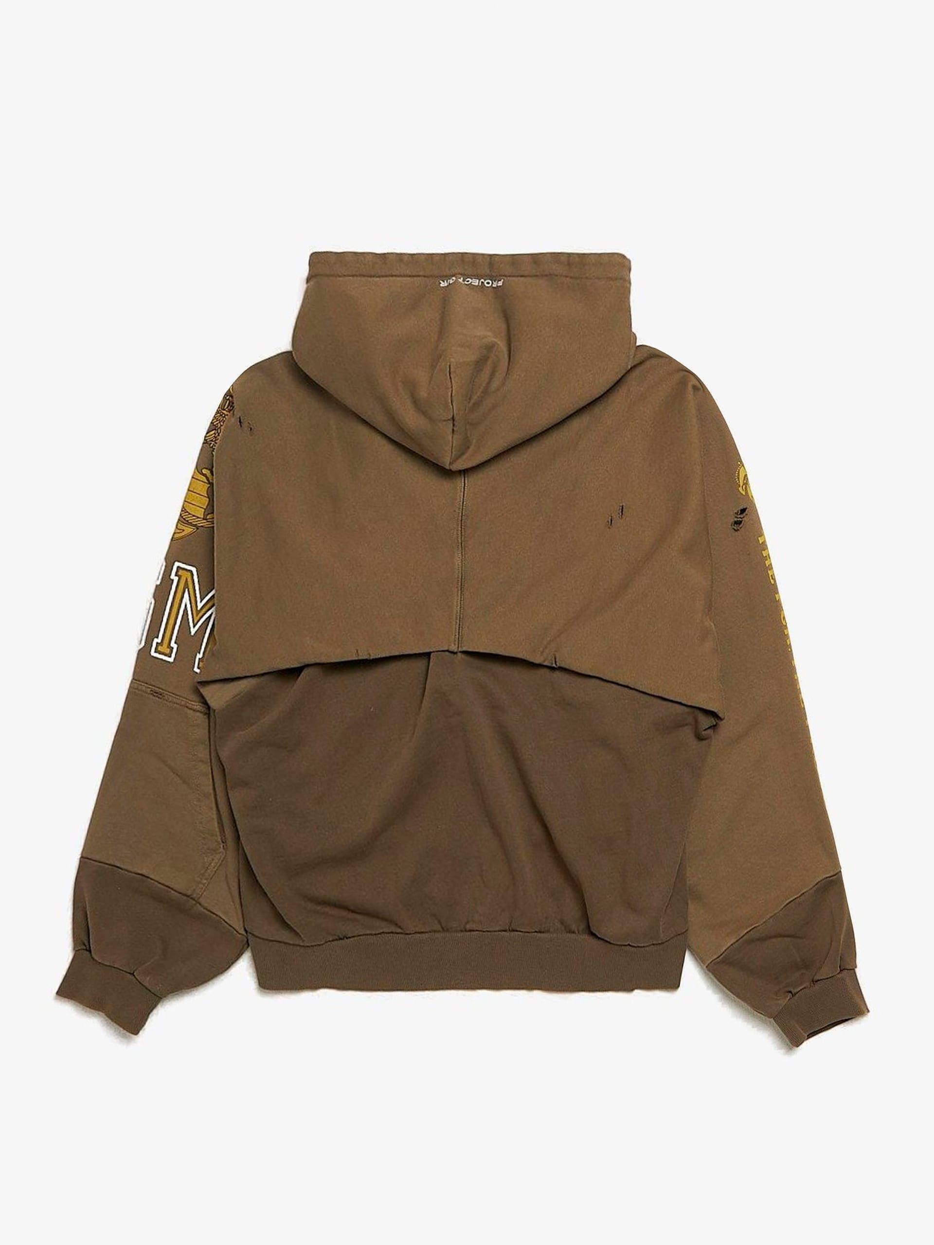 PROJECT G/R Khaki Reconstructed Folded Zip Hoodie | Grailed