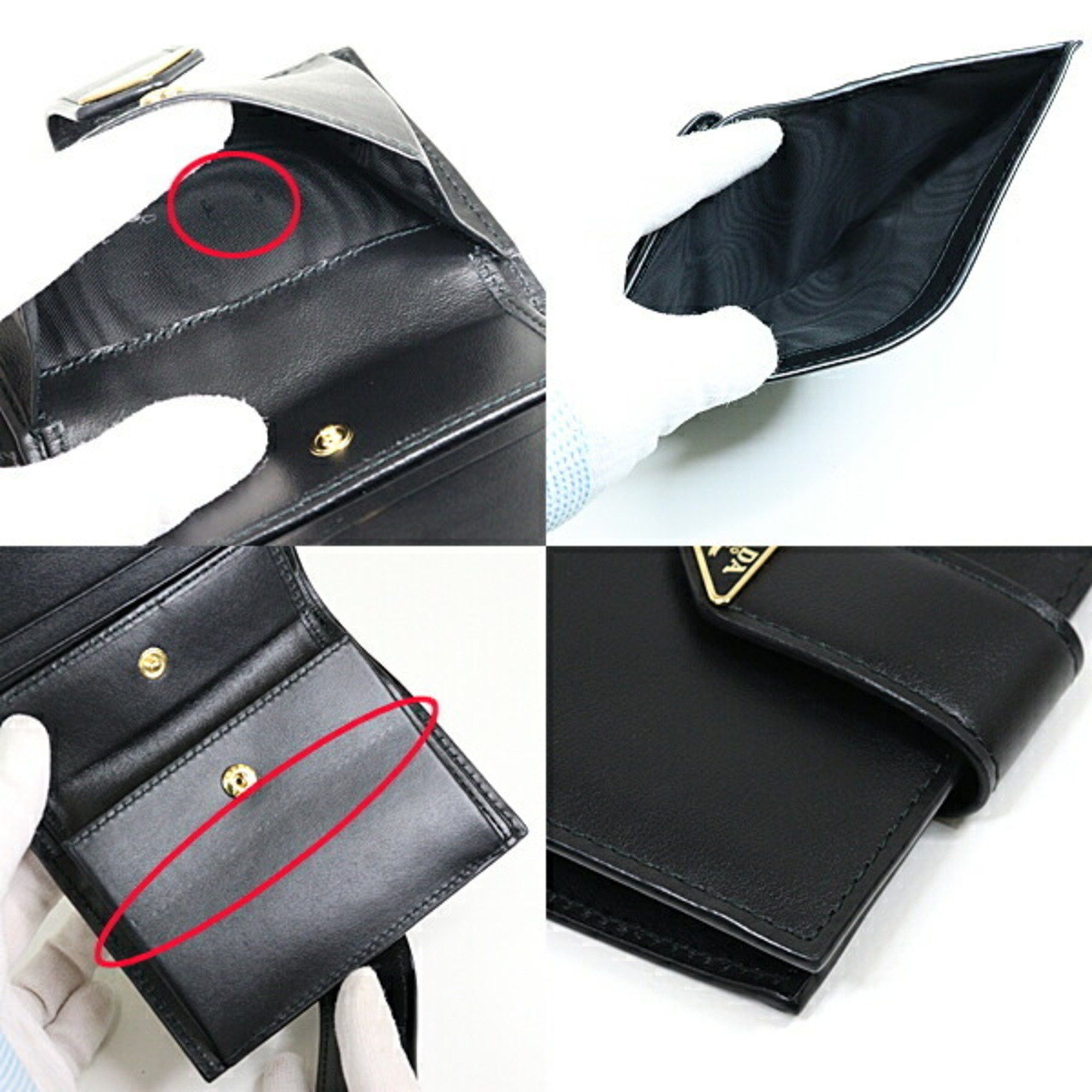 Prada PRADA City Calf Tab 1MV204 Bi-fold Wallet Black NERO Compact Unused Size ONE SIZE - 3 Thumbnail