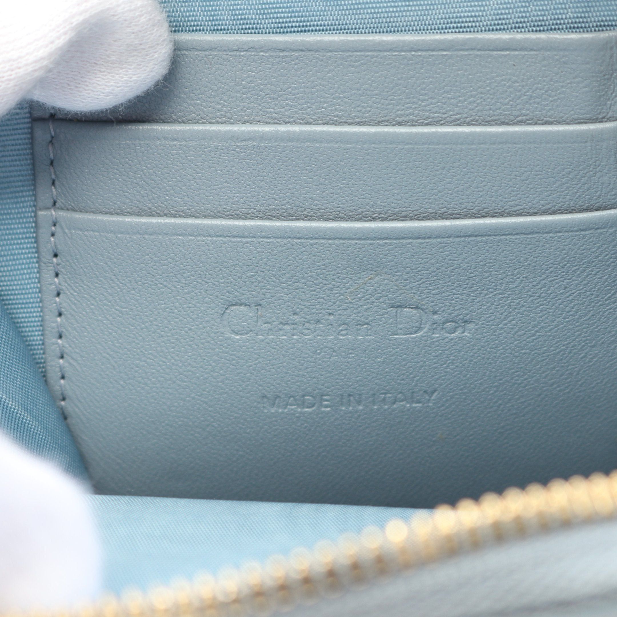 Dior Dior Lady Dior Phone Holder Canage Handbag Leather Light Blue Size ONE SIZE - 4 Thumbnail