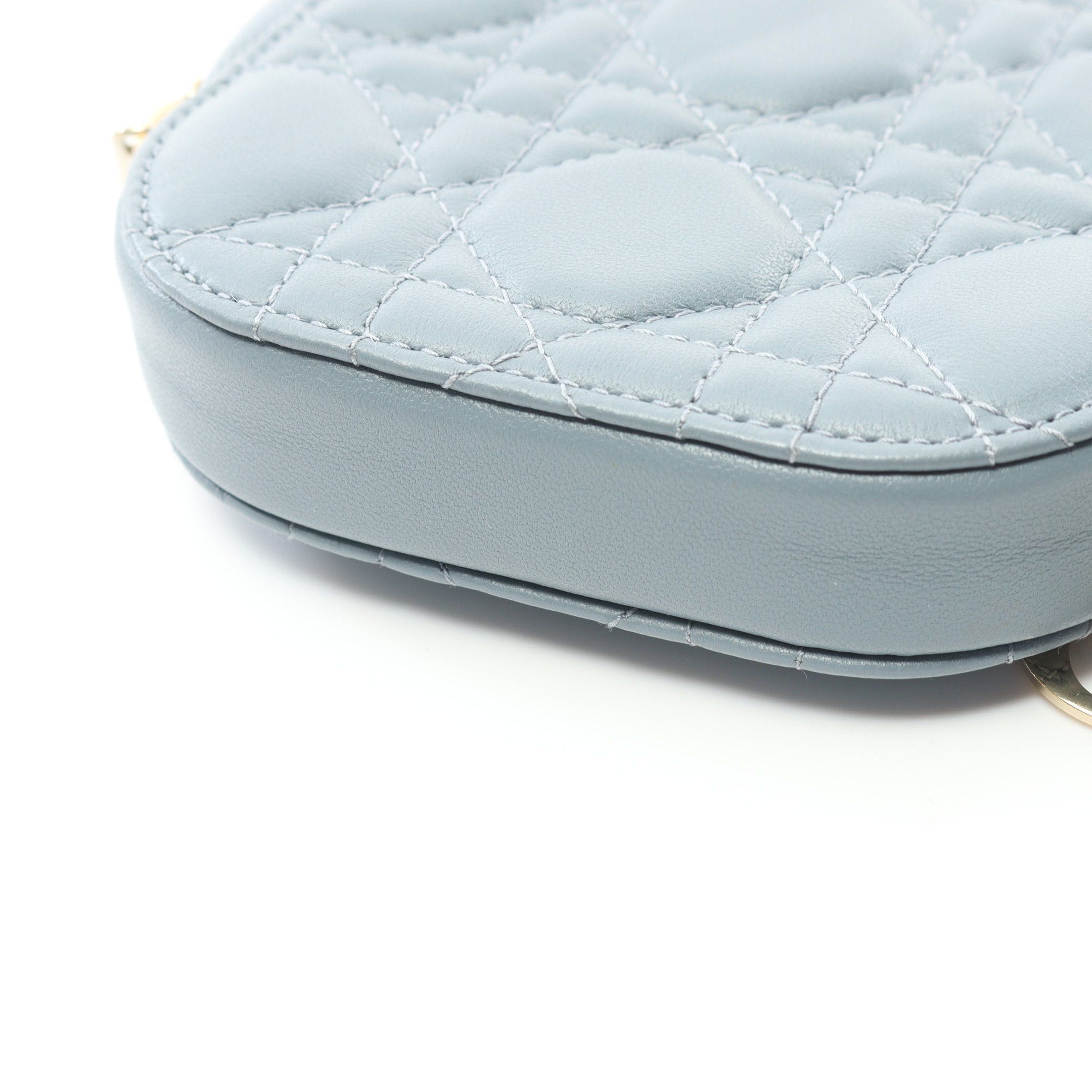 Dior Dior Lady Dior Phone Holder Canage Handbag Leather Light Blue Size ONE SIZE - 5 Thumbnail